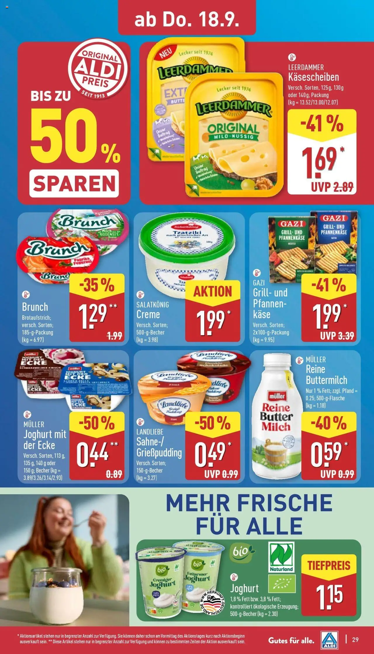 Aldi - ALDI Nord: Wochenangebote – gültig ab 14.09.2025 | Seite: 31 | Produkte: Buttermilch, Milch, Butter, Creme