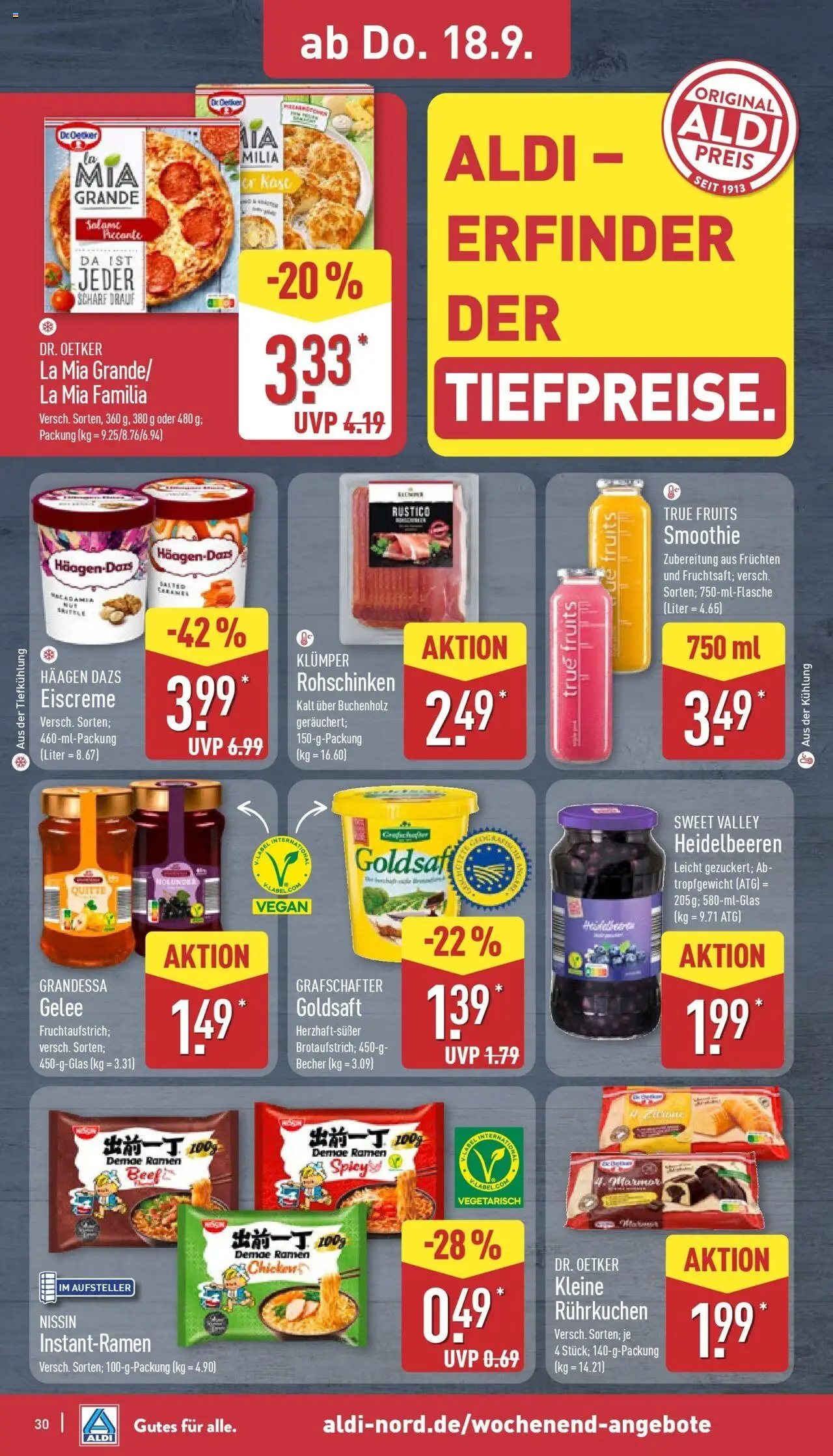 Aldi - ALDI Nord: Wochenangebote – gültig ab 14.09.2025 | Seite: 32 | Produkte: Haagen dazs, Eiscreme, Heidelbeeren