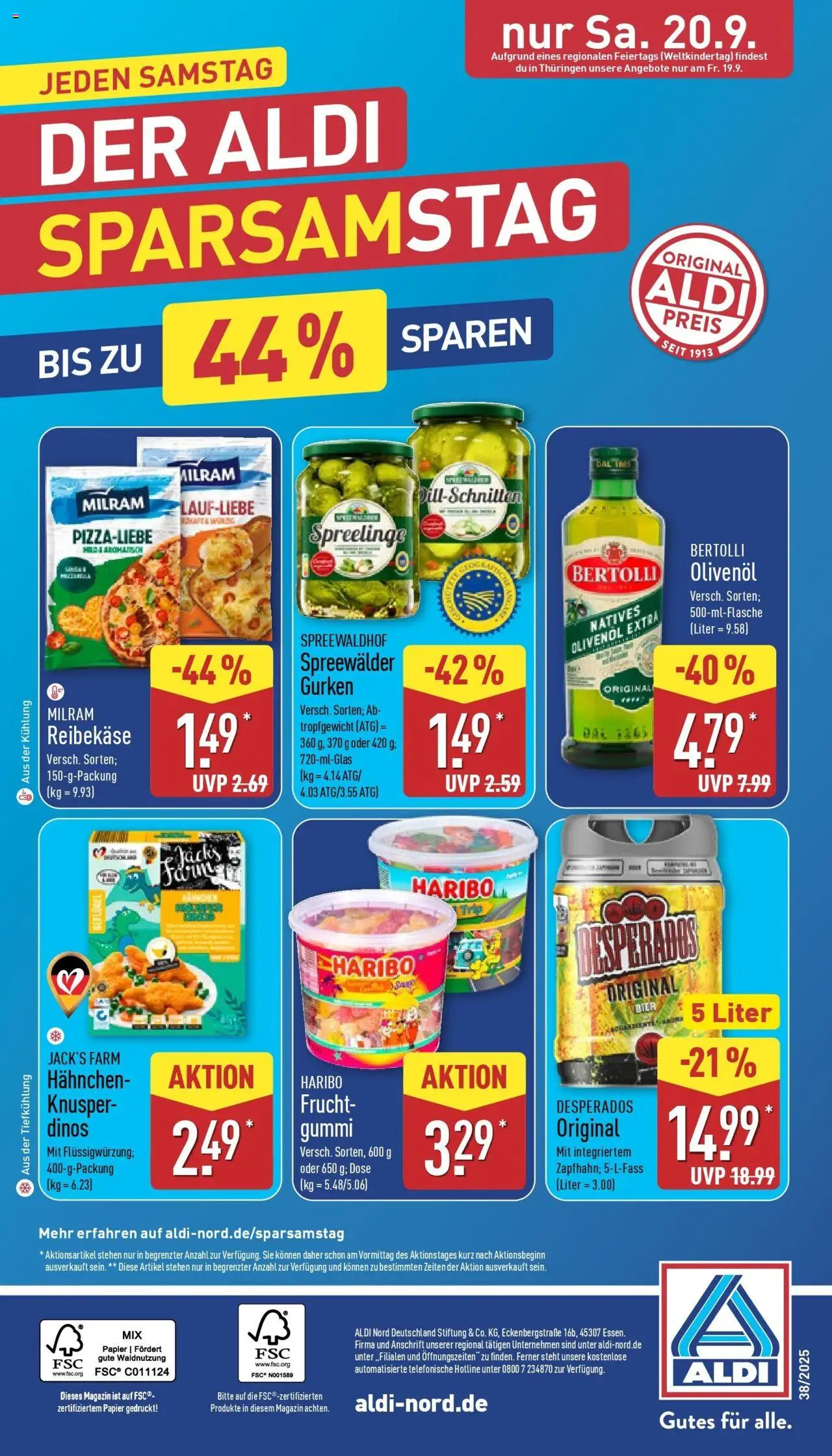 Aldi - ALDI Nord: Wochenangebote – gültig ab 14.09.2025 | Seite: 35 | Produkte: Hahnchen, Haribo, Bier, Reibekase