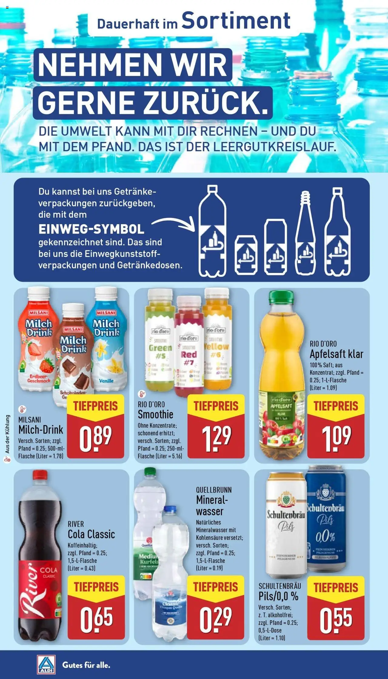 Aldi - ALDI Nord: Wochenangebote – gültig ab 14.09.2025 | Seite: 37 | Produkte: Cola, Milch, Mineralwasser, Wasser