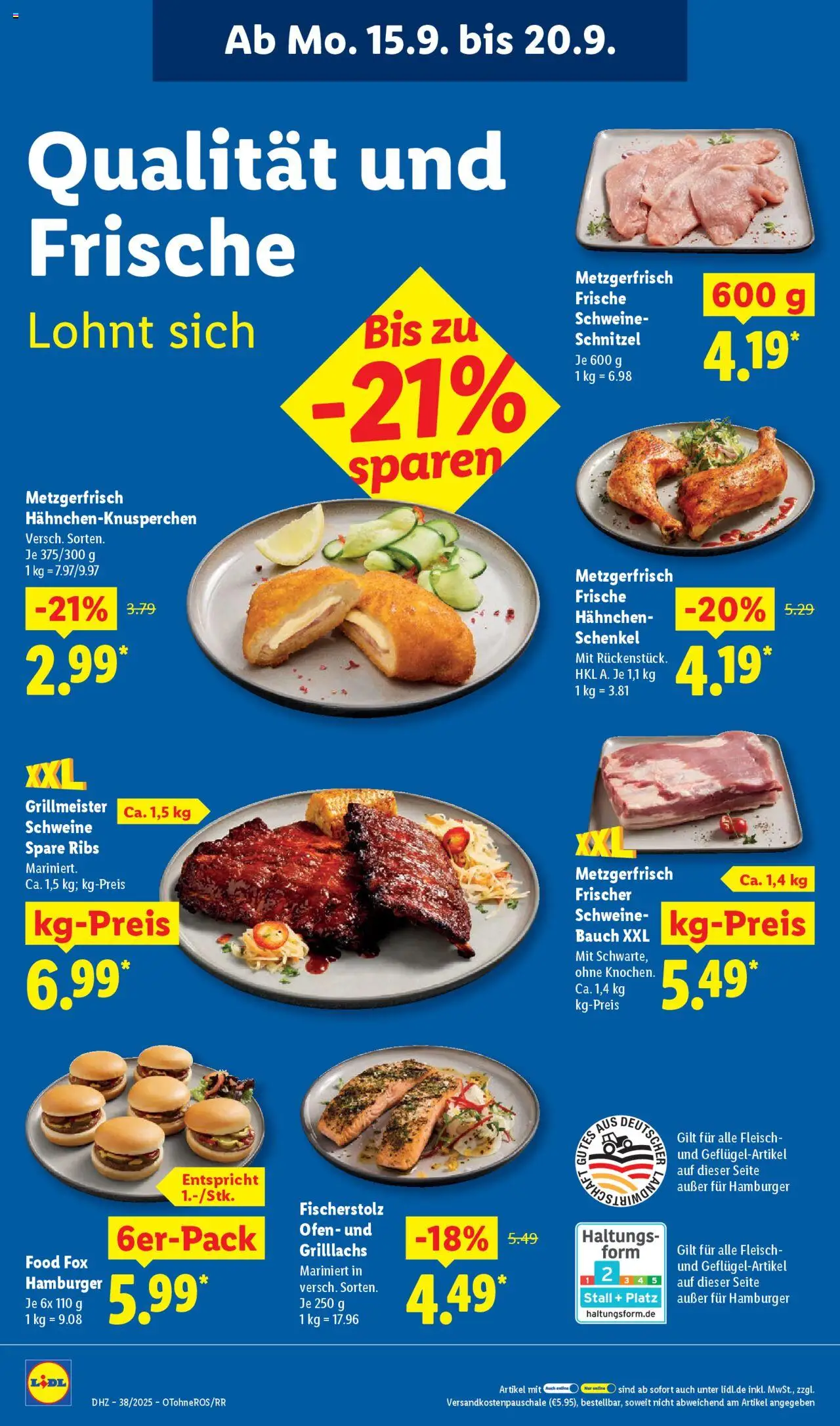 Lidl Prospekt Grimma – gültig ab 15.09.2025 | Seite: 10 | Produkte: Hahnchen, Spare ribs, Schnitzel, Fleisch