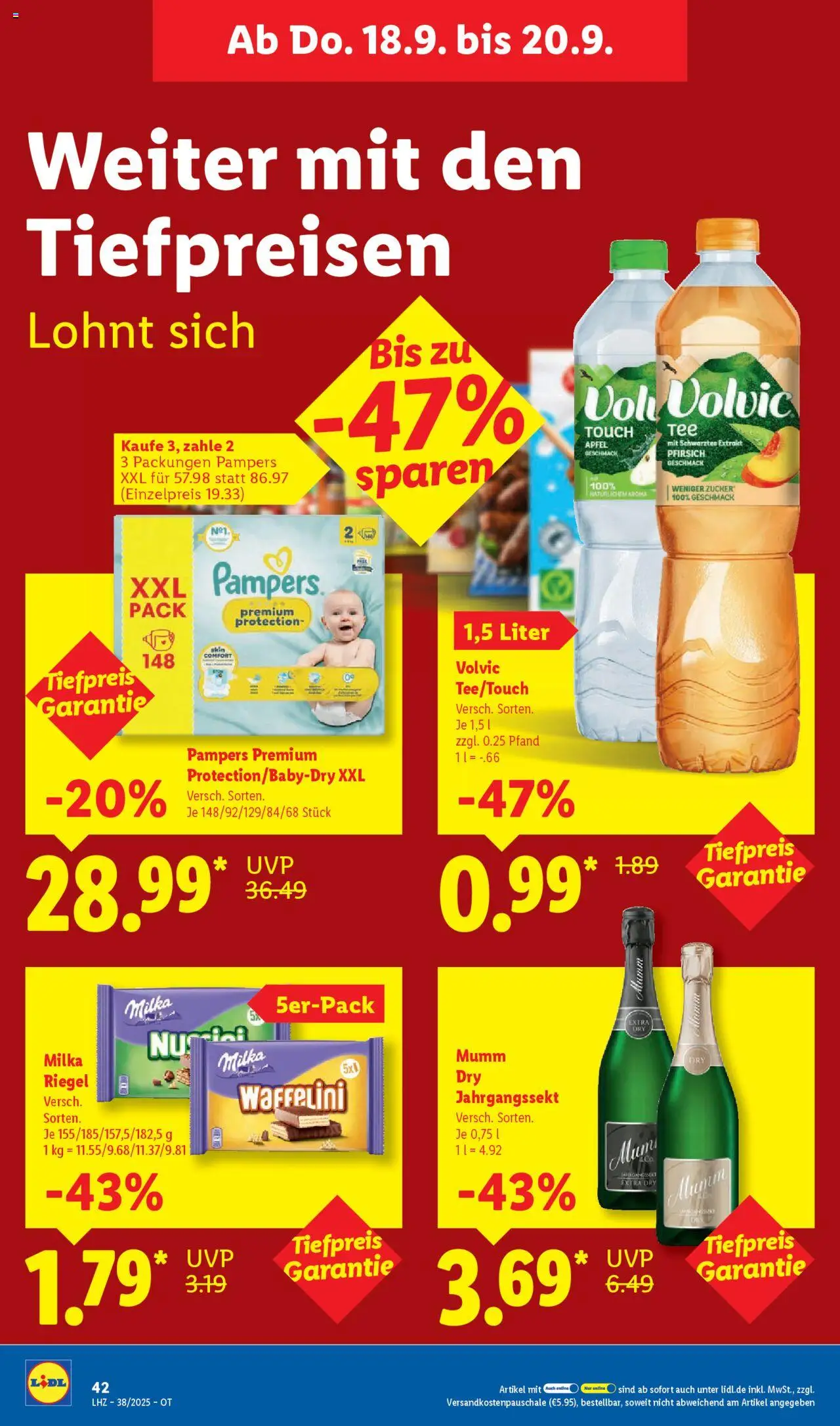 Lidl Prospekt Grimma – gültig ab 15.09.2025 | Seite: 62 | Produkte: Äpfel, Zucker, Pfirsich, Volvic