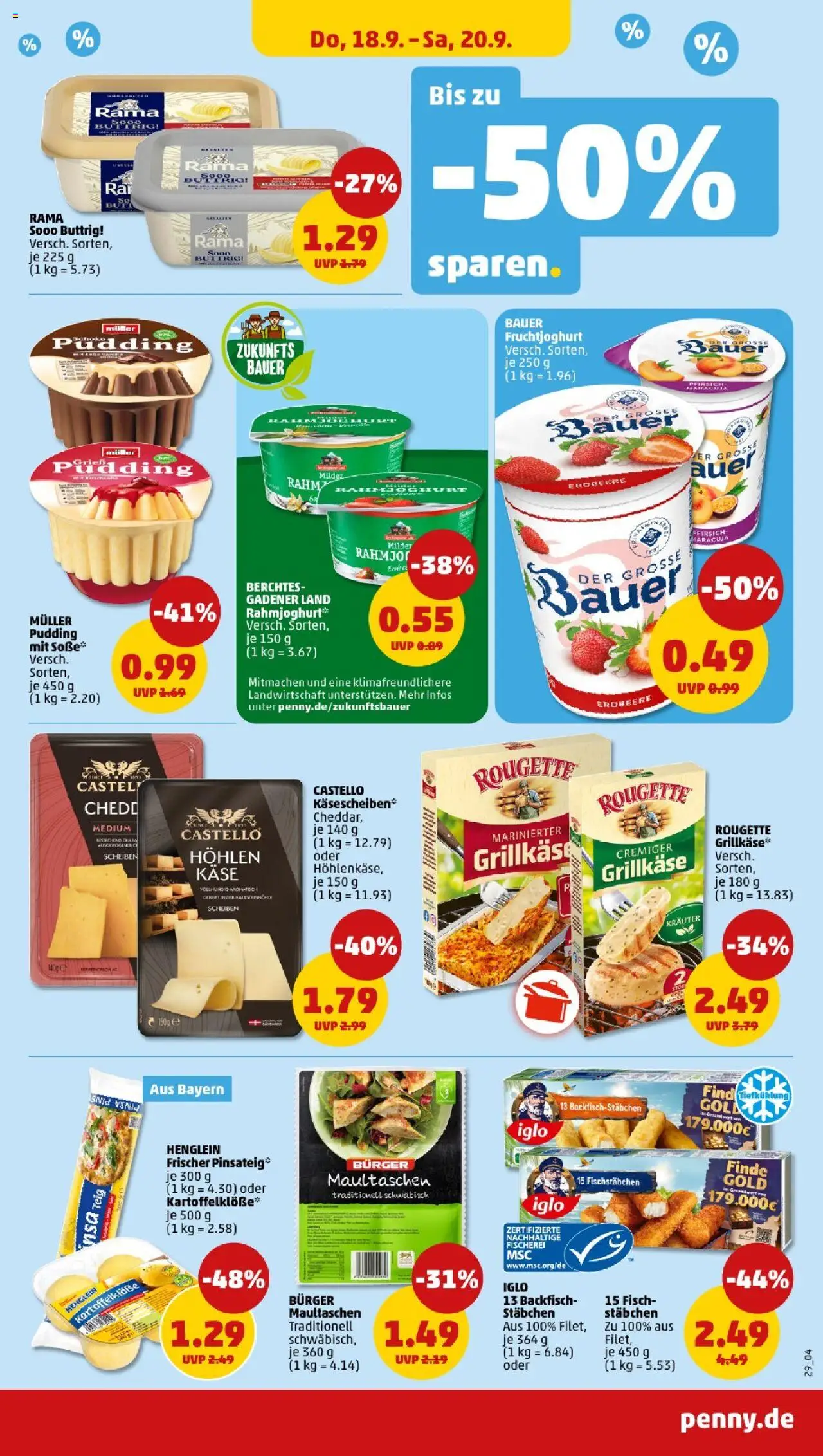 Penny - Bayern – gültig ab 15.09.2025 | Seite: 31 | Produkte: Burger, Fruchtjoghurt, Fischstabchen, Maultaschen