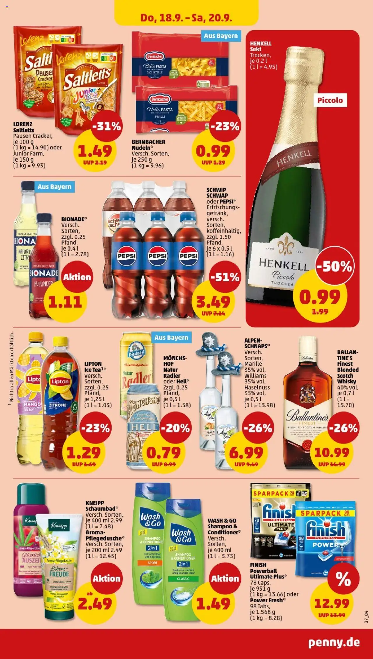 Penny - Bayern – gültig ab 15.09.2025 | Seite: 39 | Produkte: Schwip schwap, Bionade, Finish, Pepsi