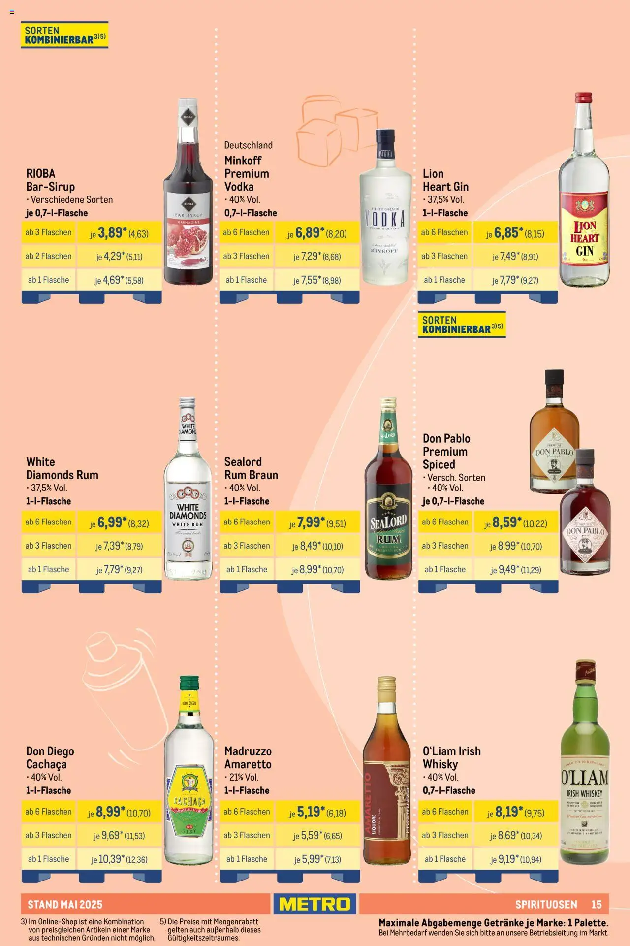 Metro Hauswein-Katalog – gültig ab 01.05.2025 | Seite: 15 | Produkte: Whisky, Rum, Gin, Whiskey