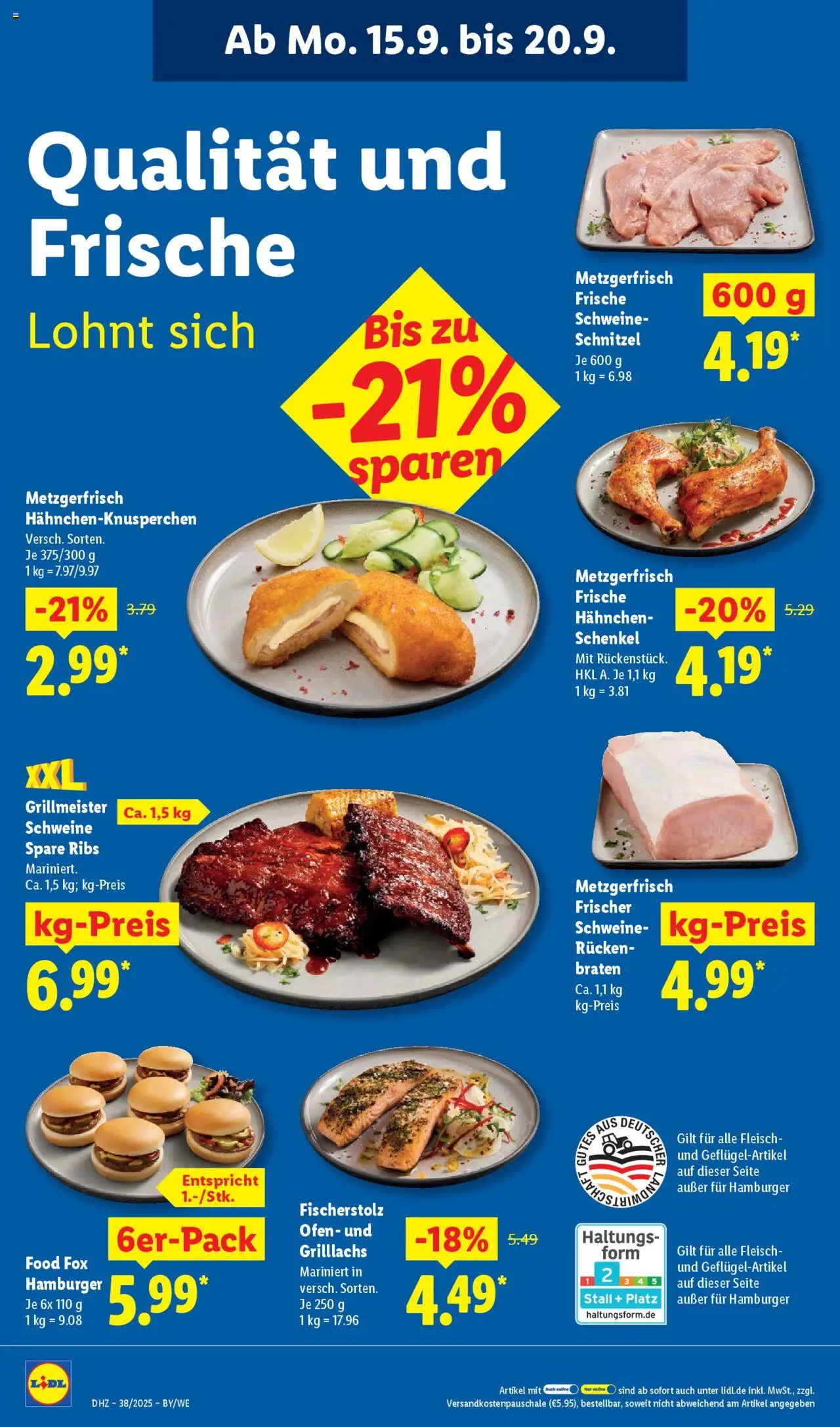 Lidl Prospekt Uffenheim – gültig ab 15.09.2025 | Seite: 10 | Produkte: Hahnchen, Spare ribs, Schnitzel, Fleisch