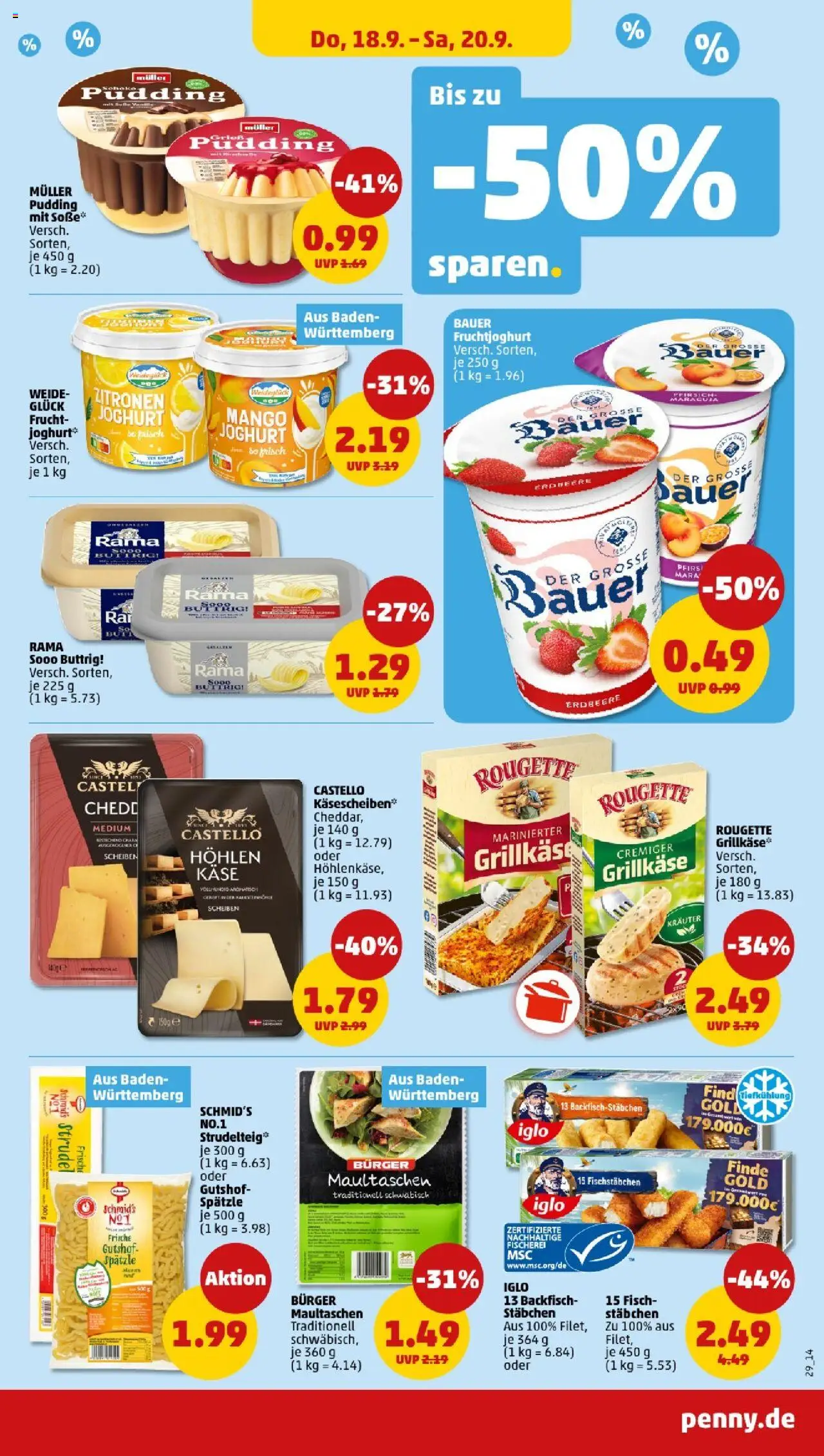 Penny - Baden-Württemberg – gültig ab 15.09.2025 | Seite: 31 | Produkte: Rama, Käse, Pudding, Fisch