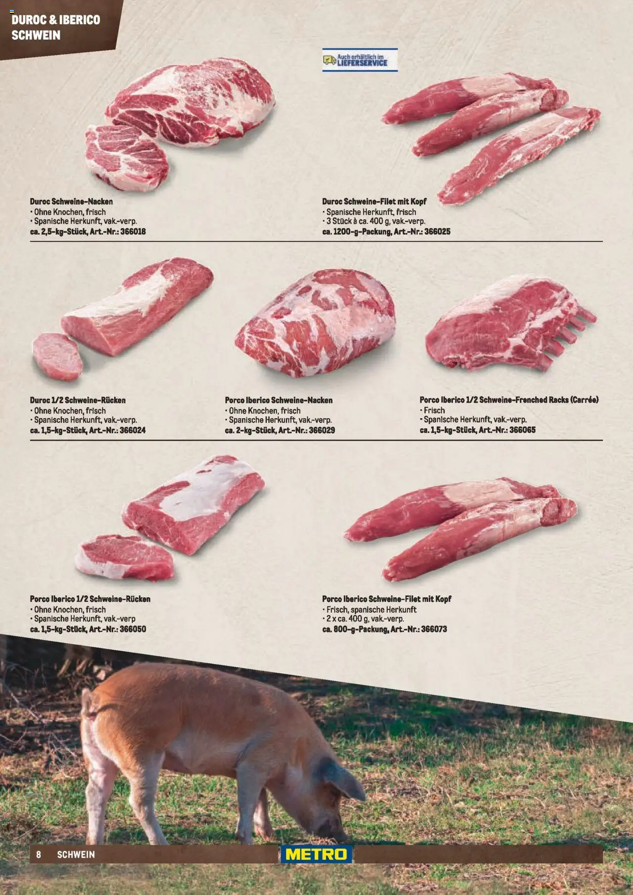 Metro  Fleischsortiment – gültig ab 01.05.2025 | Seite: 8 | Produkte: Schweinenacken, Schweinefilet, Schweinerucken