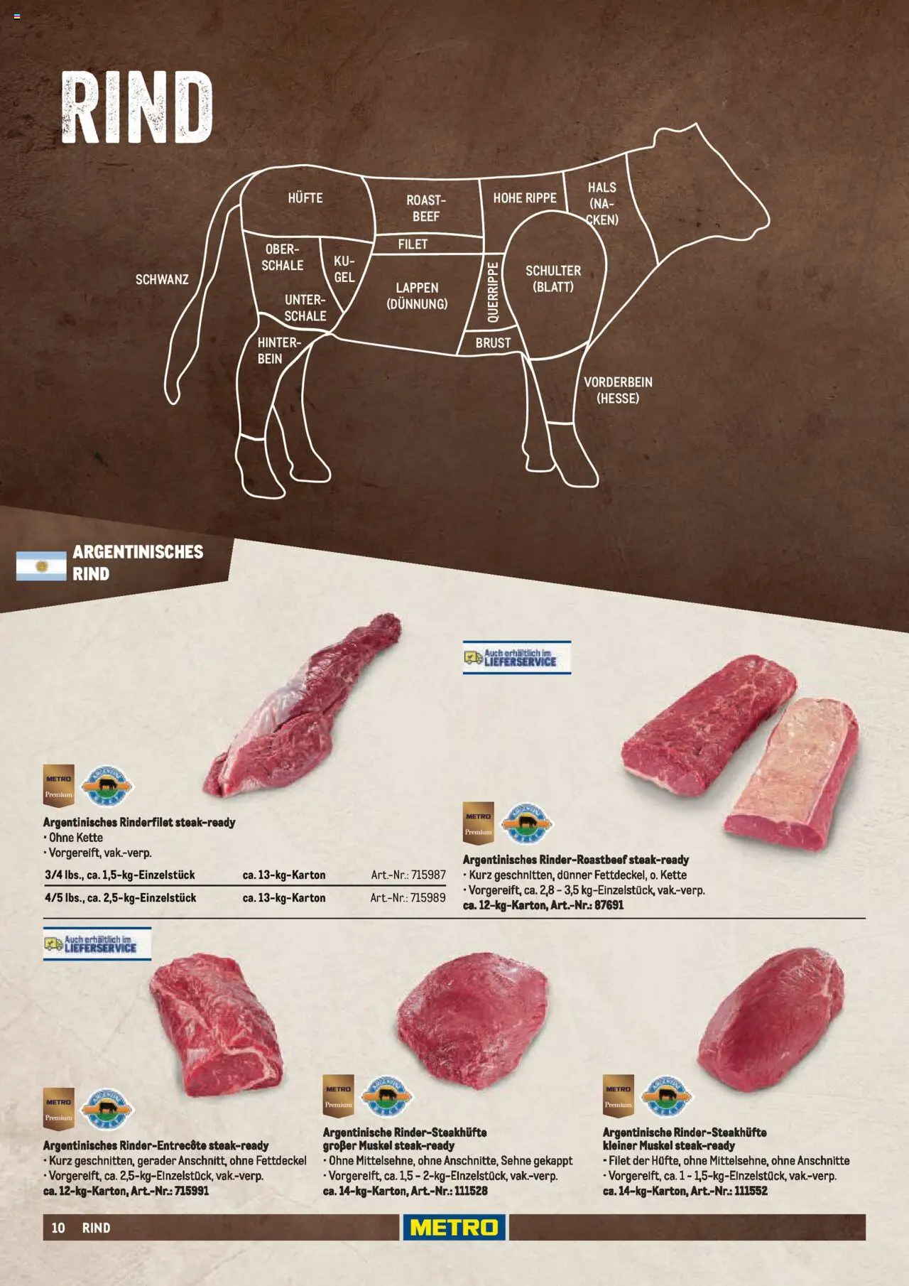 Metro  Fleischsortiment – gültig ab 01.05.2025 | Seite: 10 | Produkte: Rinderfilet, Steak