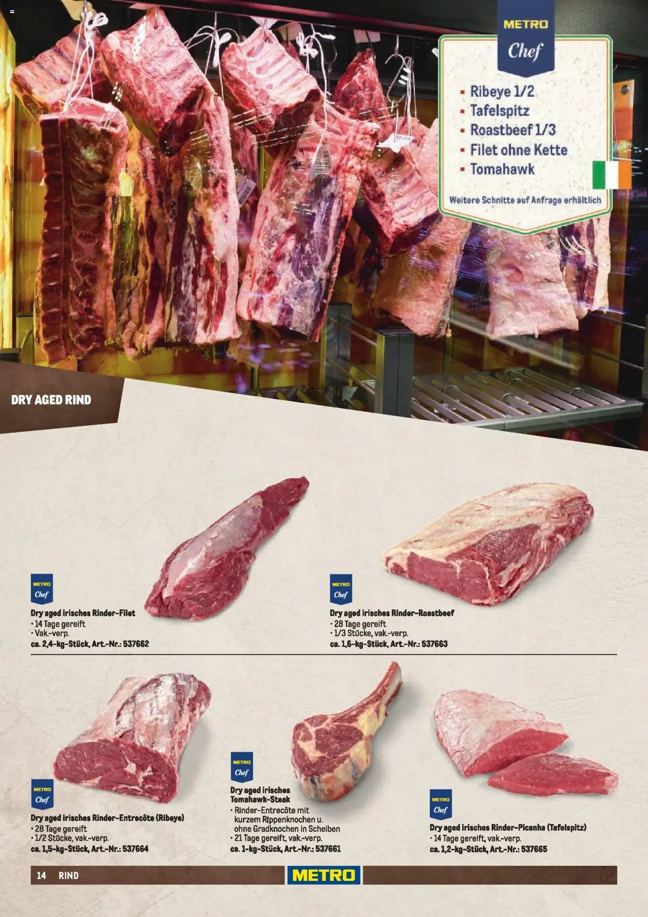 Metro  Fleischsortiment – gültig ab 01.05.2025 | Seite: 14 | Produkte: Tafelspitz, Rinderfilet, Roastbeef, Steak