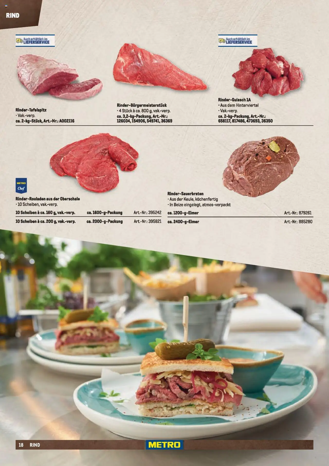 Metro  Fleischsortiment – gültig ab 01.05.2025 | Seite: 18 | Produkte: Rinderrouladen, Rindergulasch