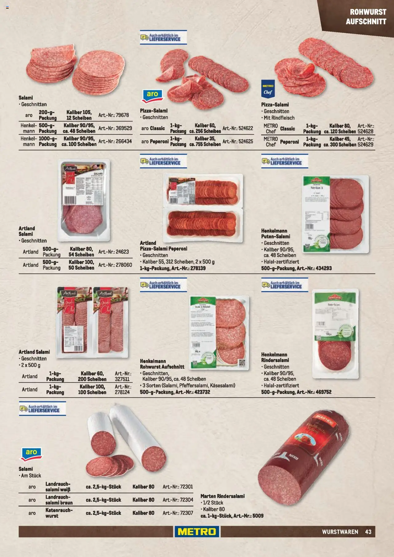 Metro  Fleischsortiment – gültig ab 01.05.2025 | Seite: 43 | Produkte: Wurst, Salami, Rindfleisch