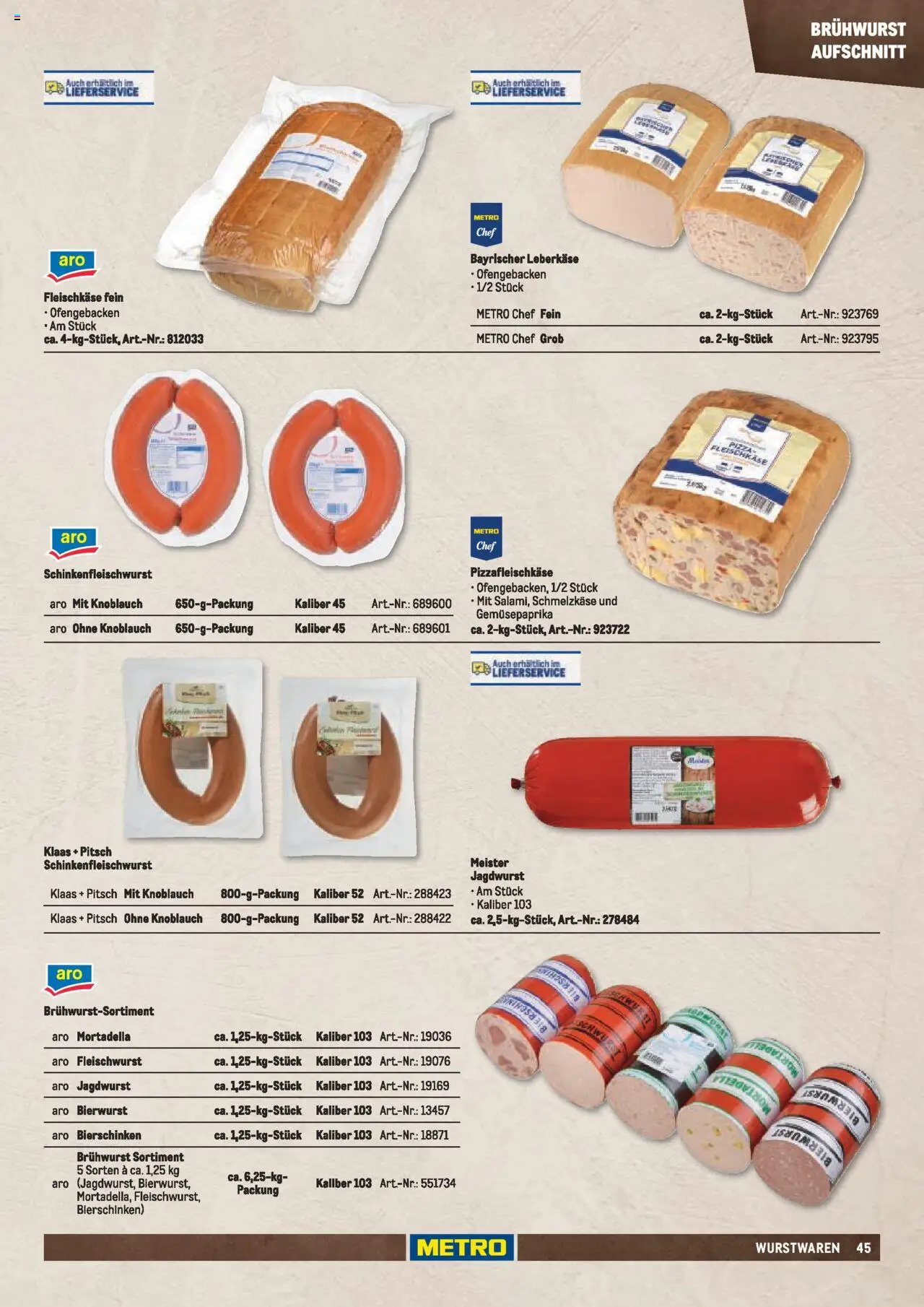 Metro  Fleischsortiment – gültig ab 01.05.2025 | Seite: 45 | Produkte: Knoblauch, Pizza, Leberkase