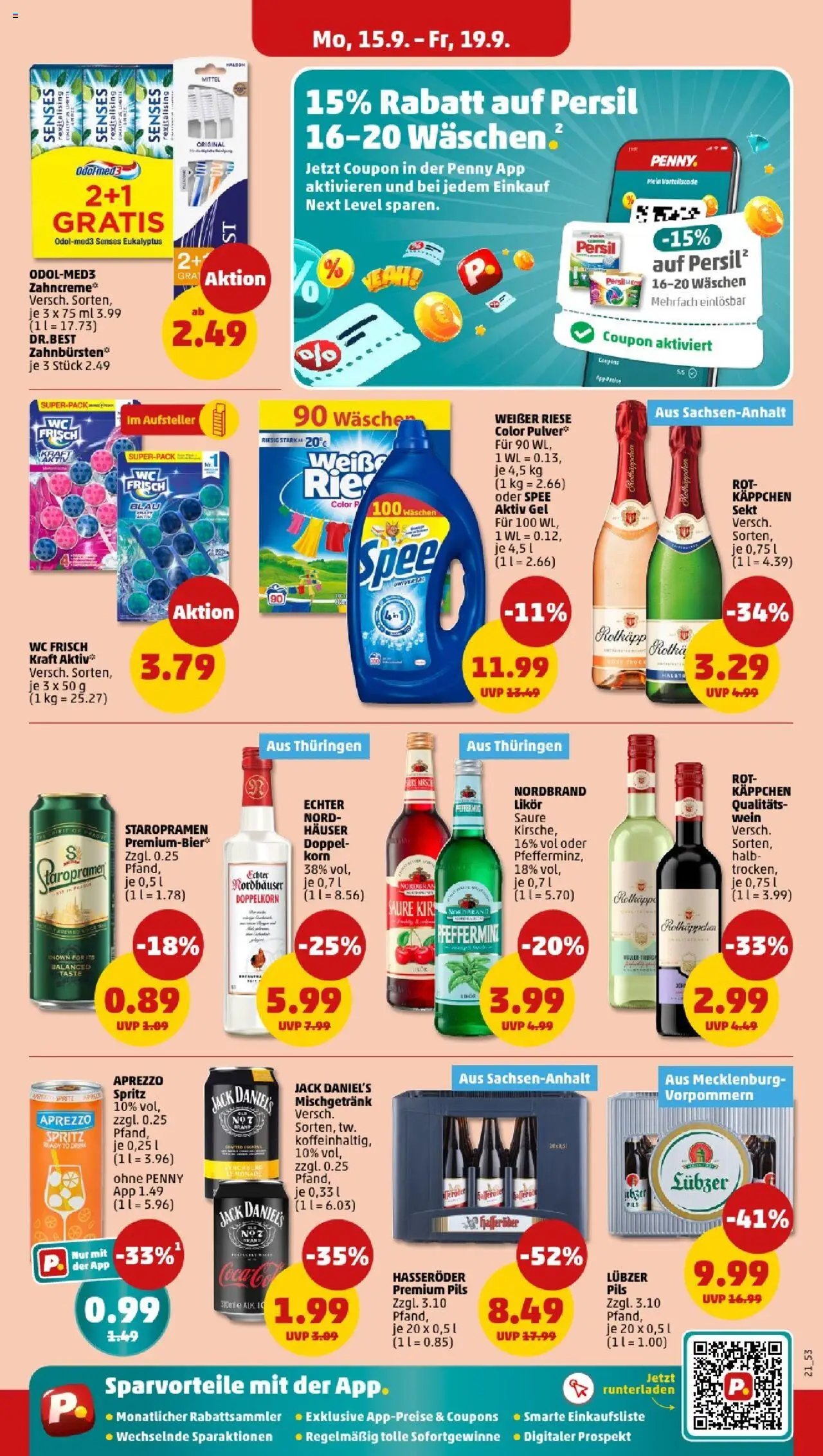 Penny - Thüringen – gültig ab 15.09.2025 | Seite: 21 | Produkte: Sekt, Jack Daniel's, Wc frisch, Lubzer