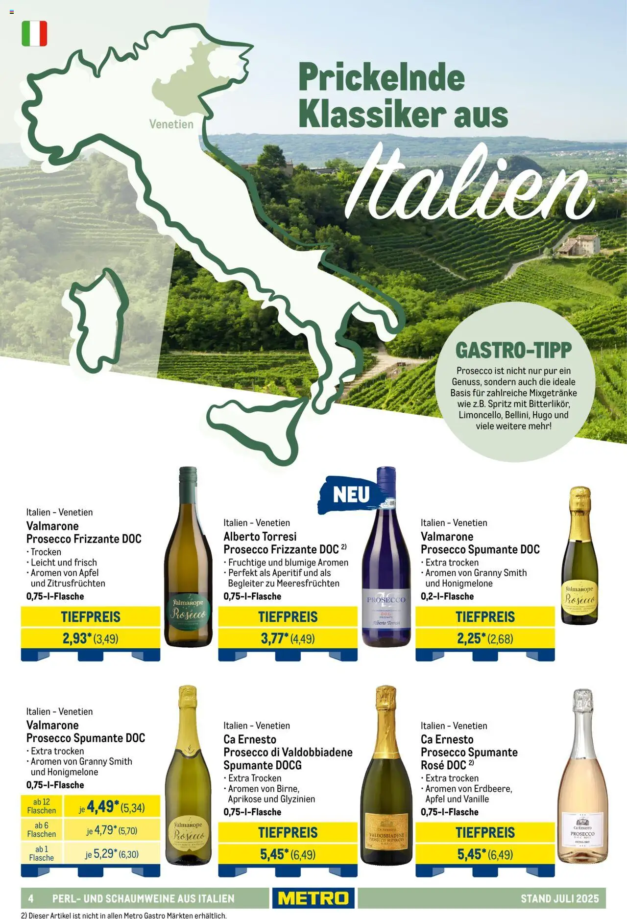 Metro - Hauswein Katalog – gültig ab 01.07.2025 | Seite: 4 | Produkte: Äpfel, Honigmelone, Prosecco, Hugo