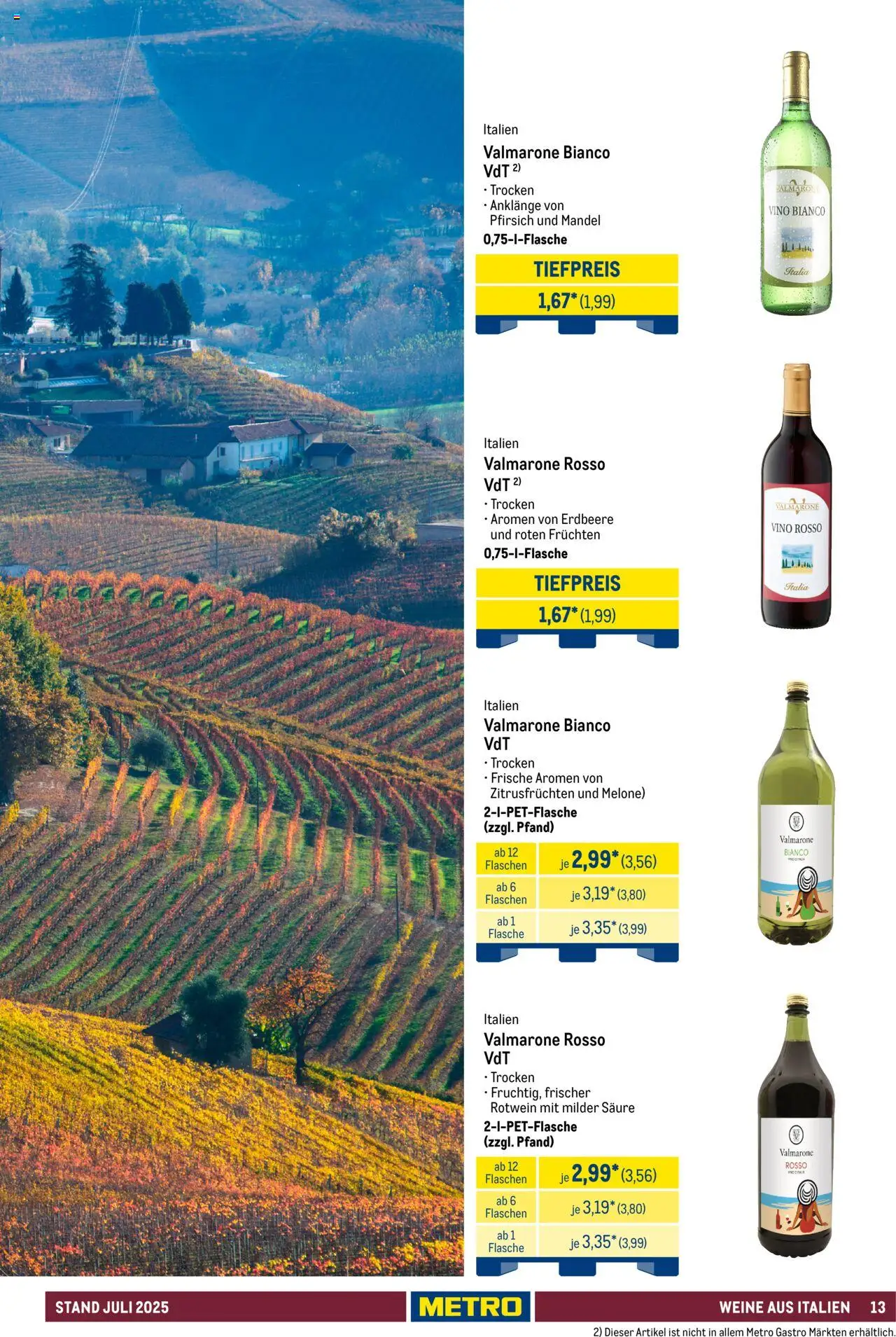 Metro - Hauswein Katalog – gültig ab 01.07.2025 | Seite: 13 | Produkte: Rotwein, Pfirsich, Melone