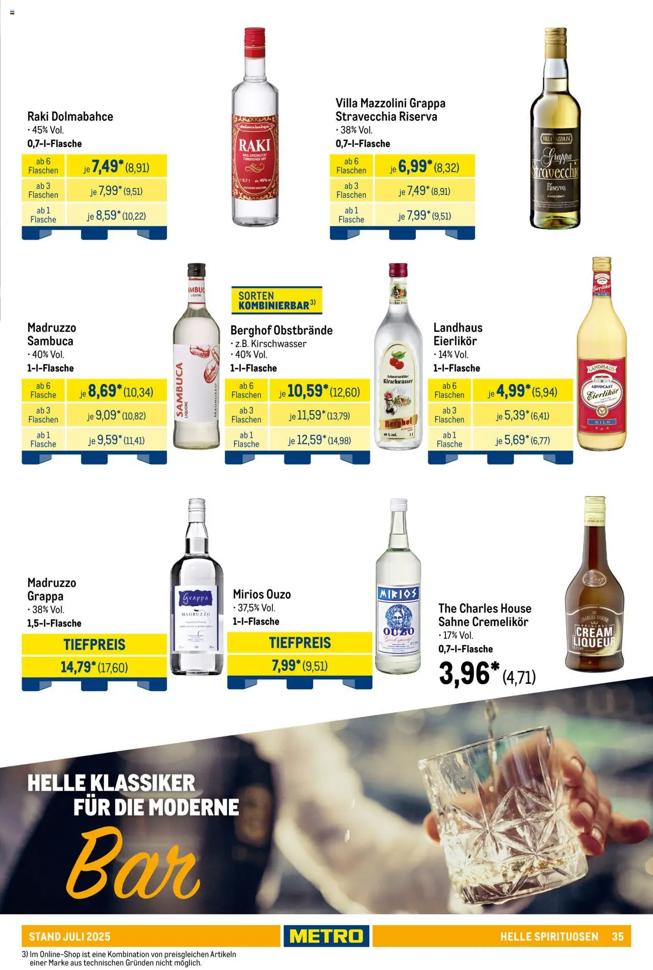 Metro - Hauswein Katalog – gültig ab 01.07.2025 | Seite: 35 | Produkte: Ouzo, Sambuca, Sahne
