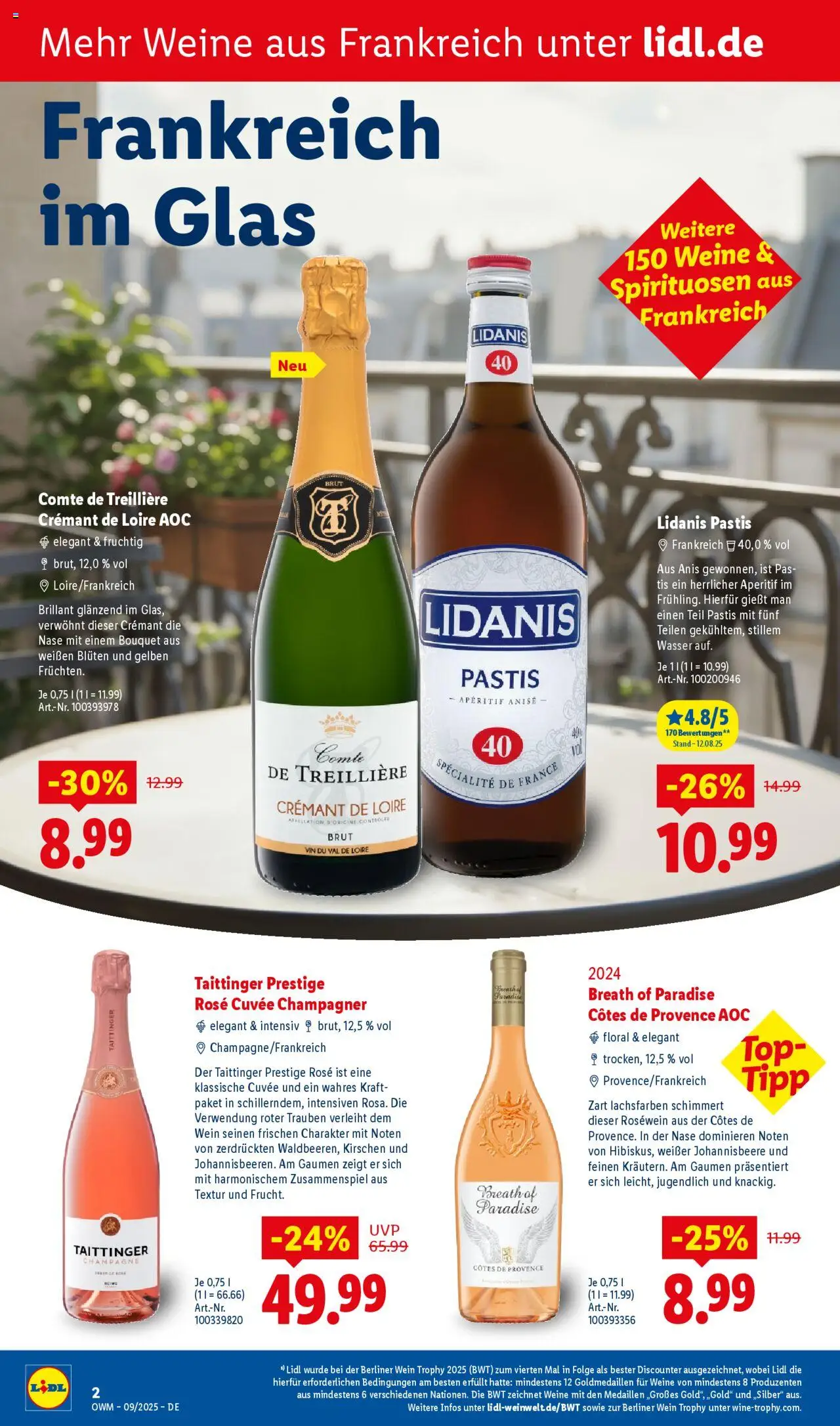 Lidl Wein & Spirituosen im Onlineshop – gültig ab 01.09.2025 | Seite: 2 | Produkte: Berliner, Trauben, Kirschen, Wein