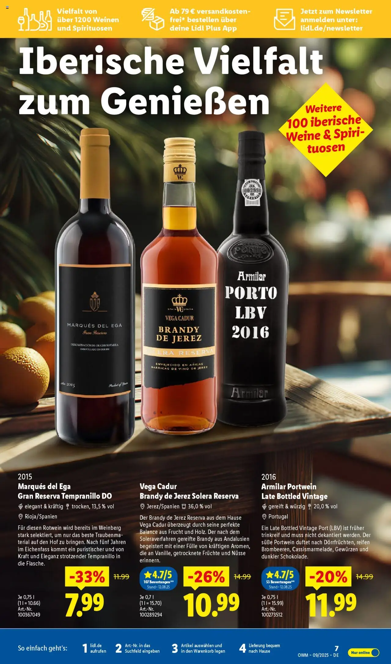 Lidl Wein & Spirituosen im Onlineshop – gültig ab 01.09.2025 | Seite: 7 | Produkte: Rotwein, Nüsse
