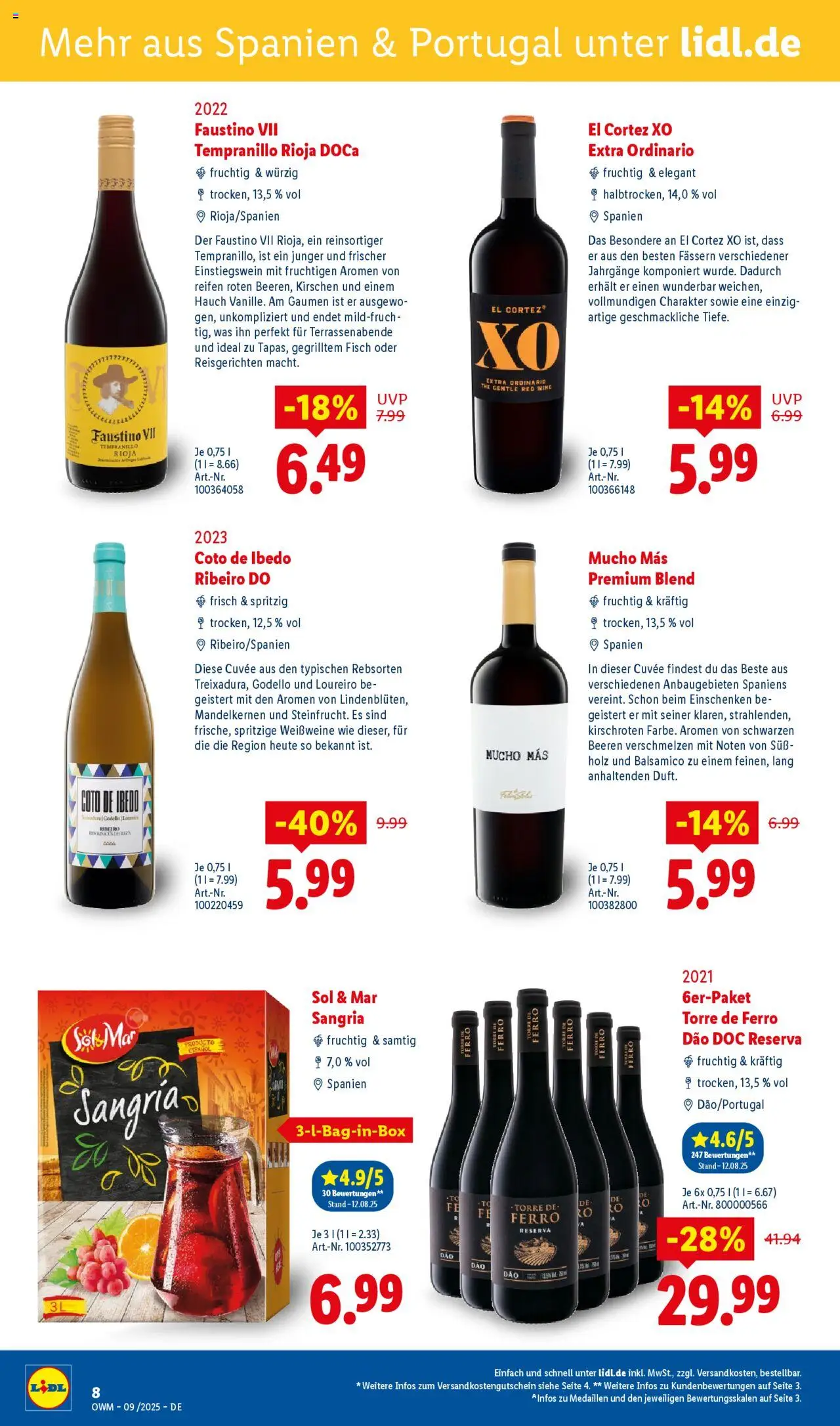 Lidl Wein & Spirituosen im Onlineshop – gültig ab 01.09.2025 | Seite: 8 | Produkte: Balsamico, Kirschen, Fisch