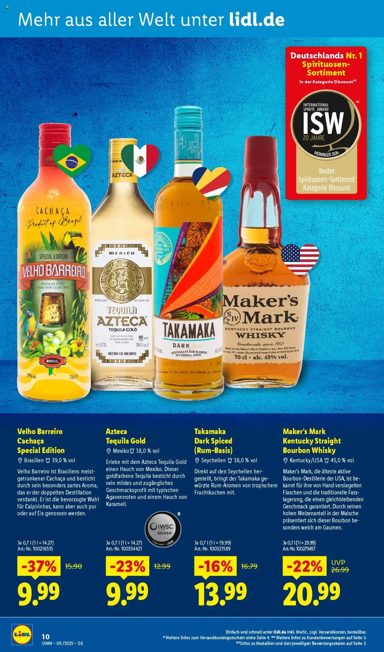 Lidl Wein & Spirituosen im Onlineshop – gültig ab 01.09.2025 | Seite: 10 | Produkte: Rum, Tequila, Bourbon, Eis