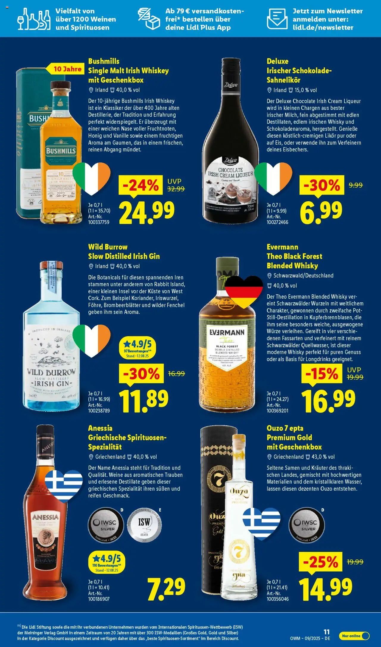 Lidl Wein & Spirituosen im Onlineshop – gültig ab 01.09.2025 | Seite: 11 | Produkte: Whisky, Trauben, Schokolade, Whiskey