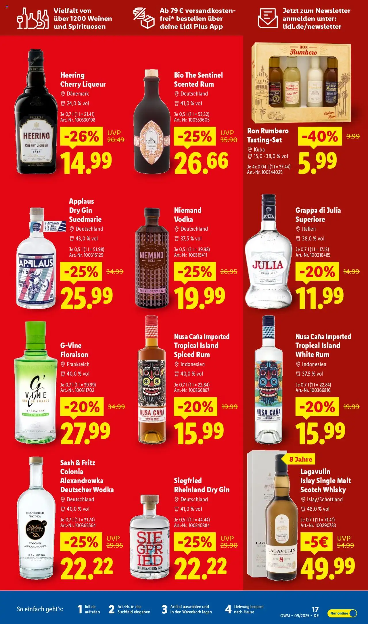 Lidl Wein & Spirituosen im Onlineshop – gültig ab 01.09.2025 | Seite: 17 | Produkte: Whisky, Vodka, Gin, Wodka