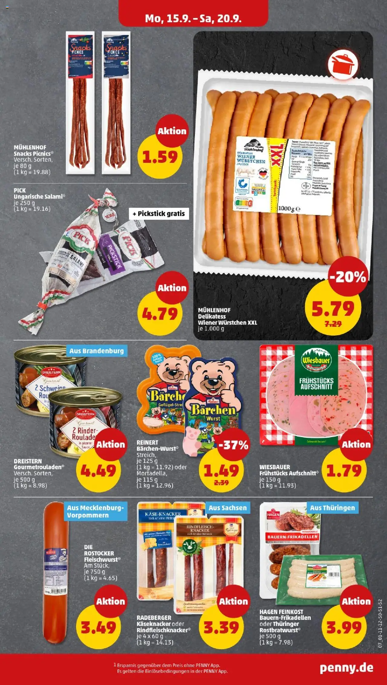 Penny - Sachsen – gültig ab 15.09.2025 | Seite: 7 | Produkte: Wiener wurstchen, Wurst, Salami, Rindfleisch