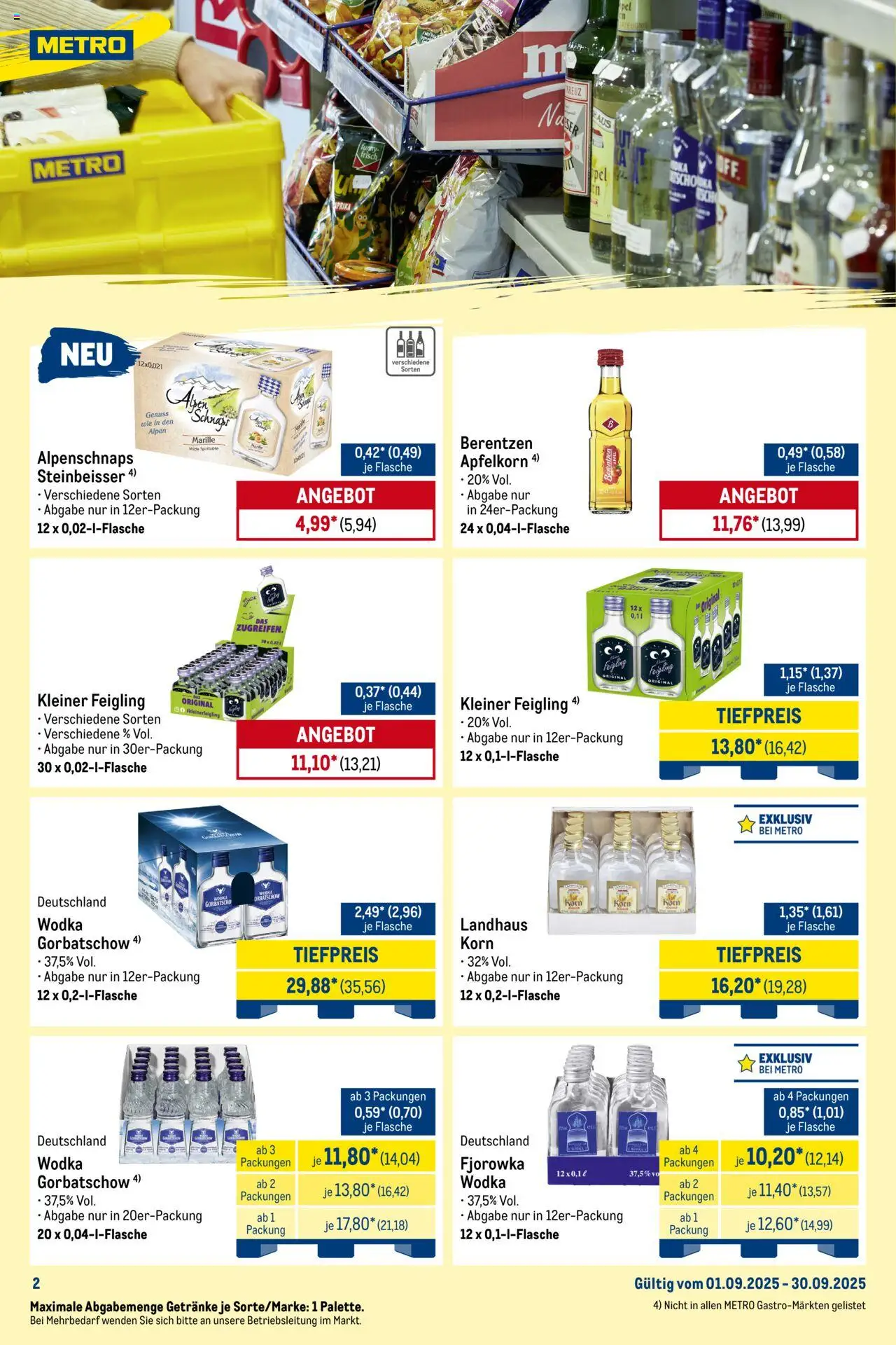 Metro  Monats-Mix – gültig ab 01.09.2025 | Seite: 2 | Produkte: Kleiner feigling, Wodka, Berentzen