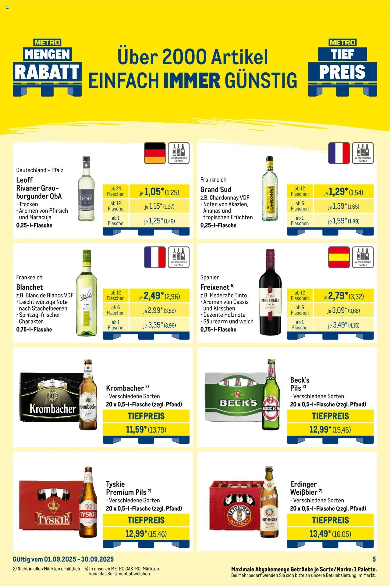 Metro  Monats-Mix – gültig ab 01.09.2025 | Seite: 5 | Produkte: Tyskie, Freixenet, Weißbier, Pils