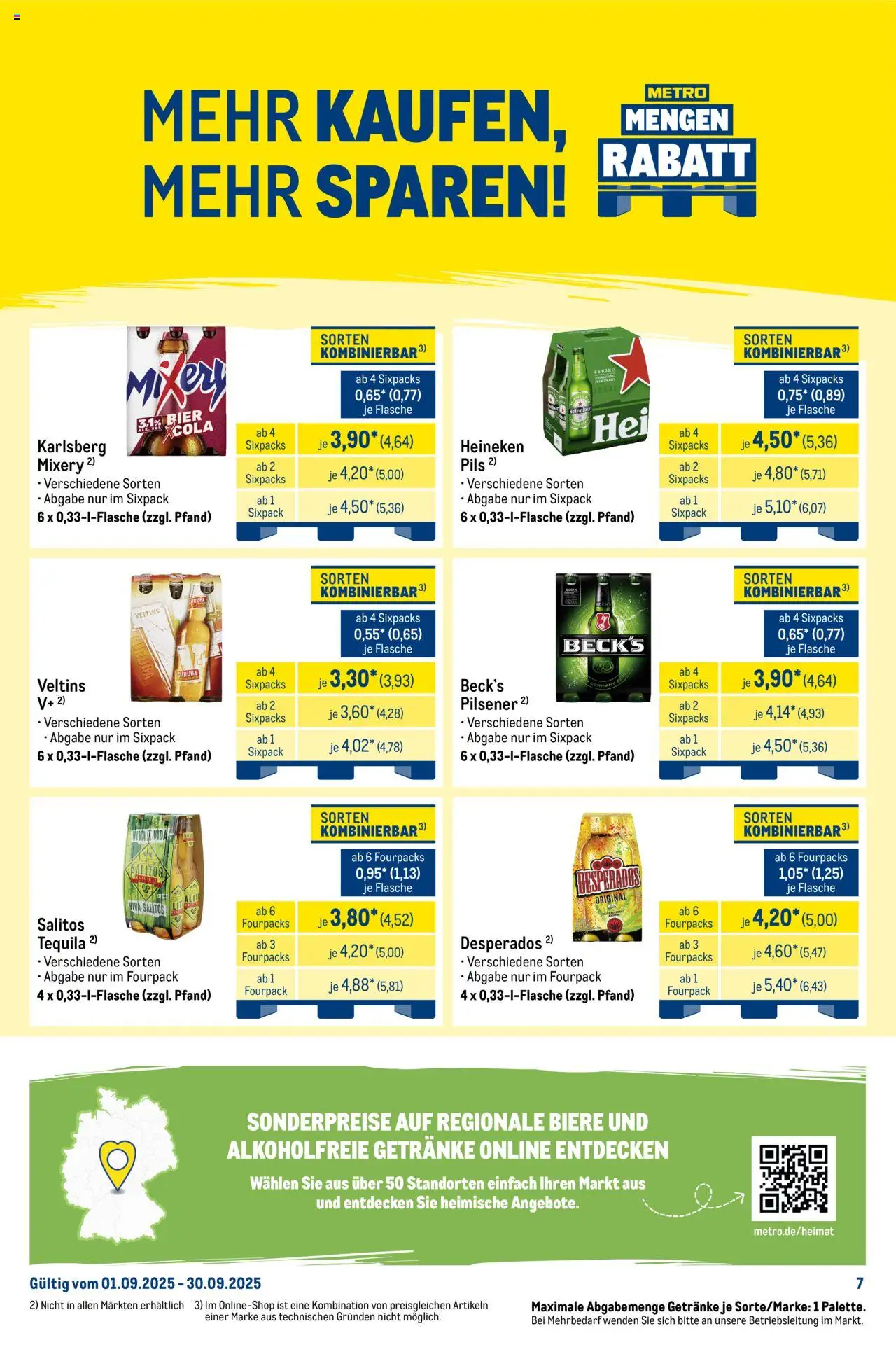 Metro  Monats-Mix – gültig ab 01.09.2025 | Seite: 7 | Produkte: Pils, Tequila, Desperados, Veltins