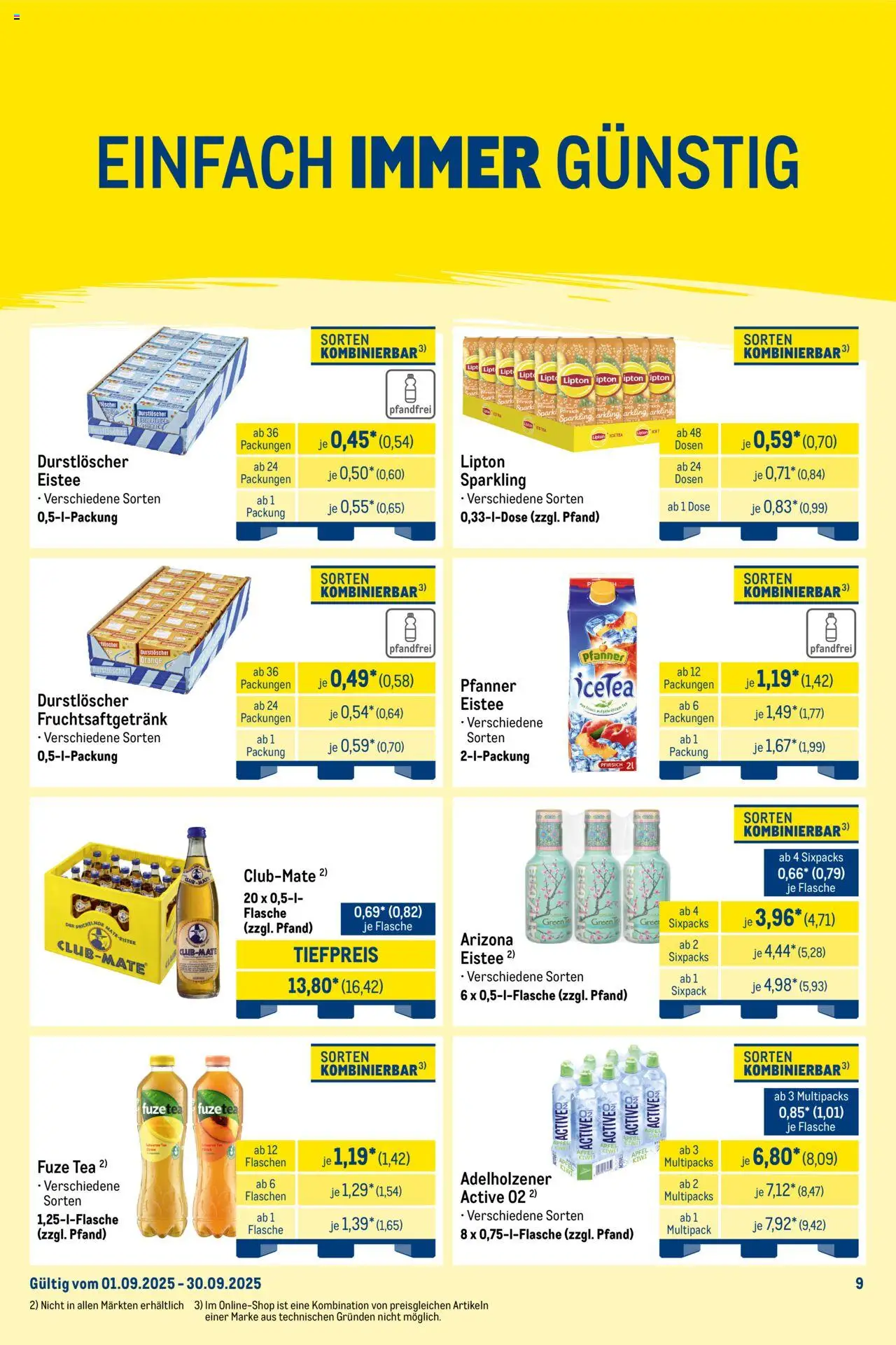 Metro  Monats-Mix – gültig ab 01.09.2025 | Seite: 9 | Produkte: Durstloscher, Fuze tea, Äpfel, Kiwi