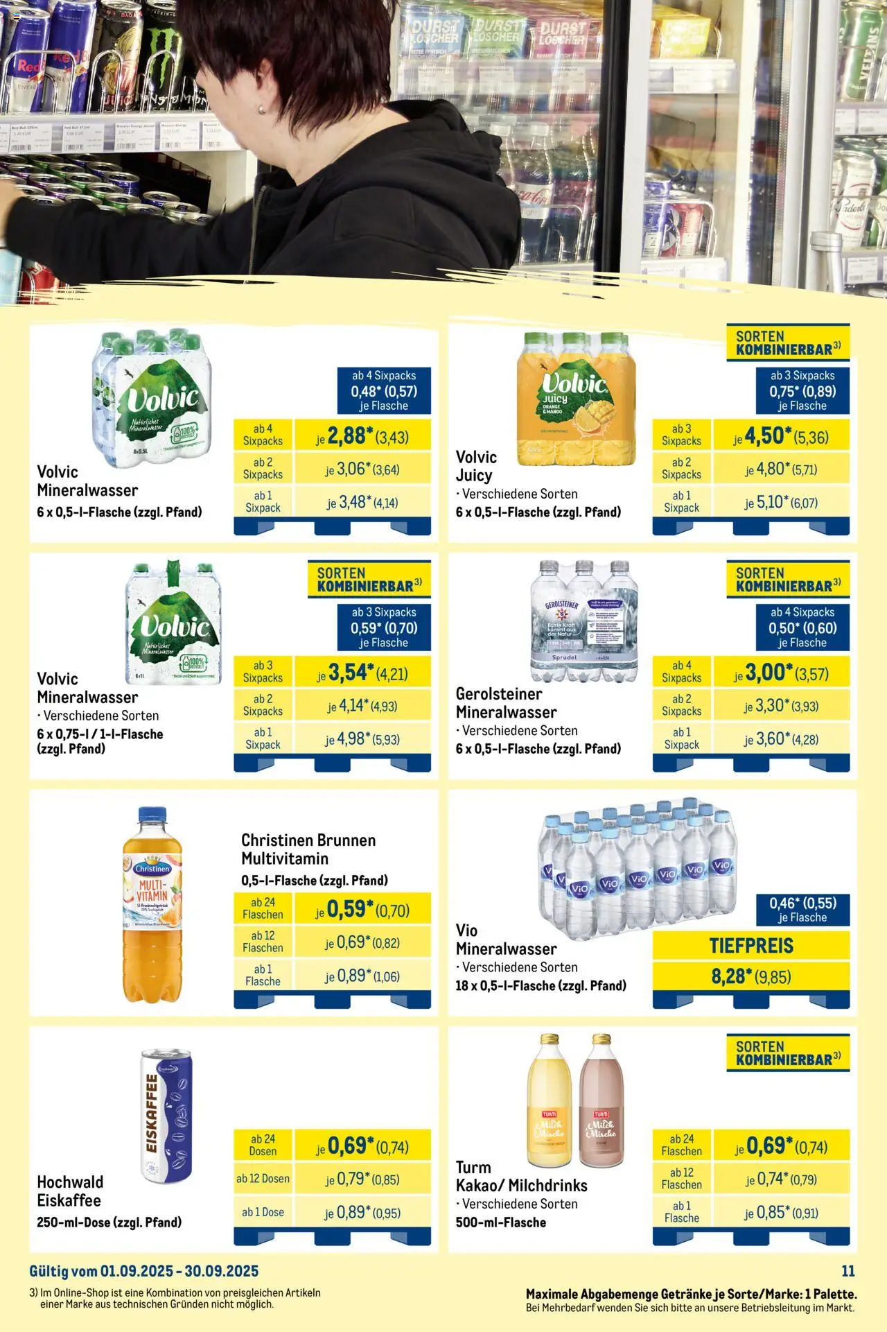 Metro  Monats-Mix – gültig ab 01.09.2025 | Seite: 11 | Produkte: Mineralwasser, Pfirsich, Volvic, Gerolsteiner