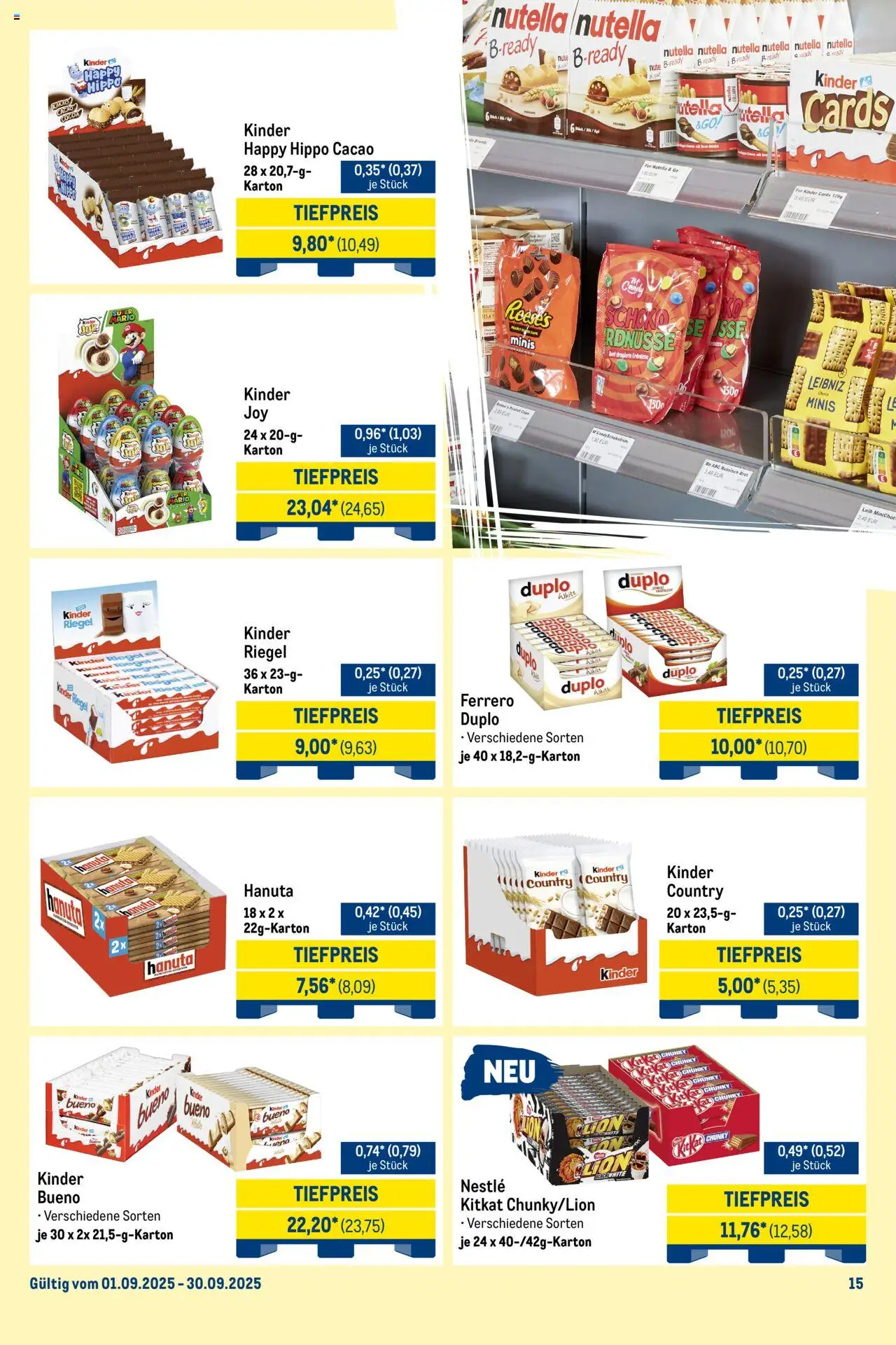 Metro  Monats-Mix – gültig ab 01.09.2025 | Seite: 15 | Produkte: Erdnüsse, Kinder bueno, Kinder riegel, Nutella