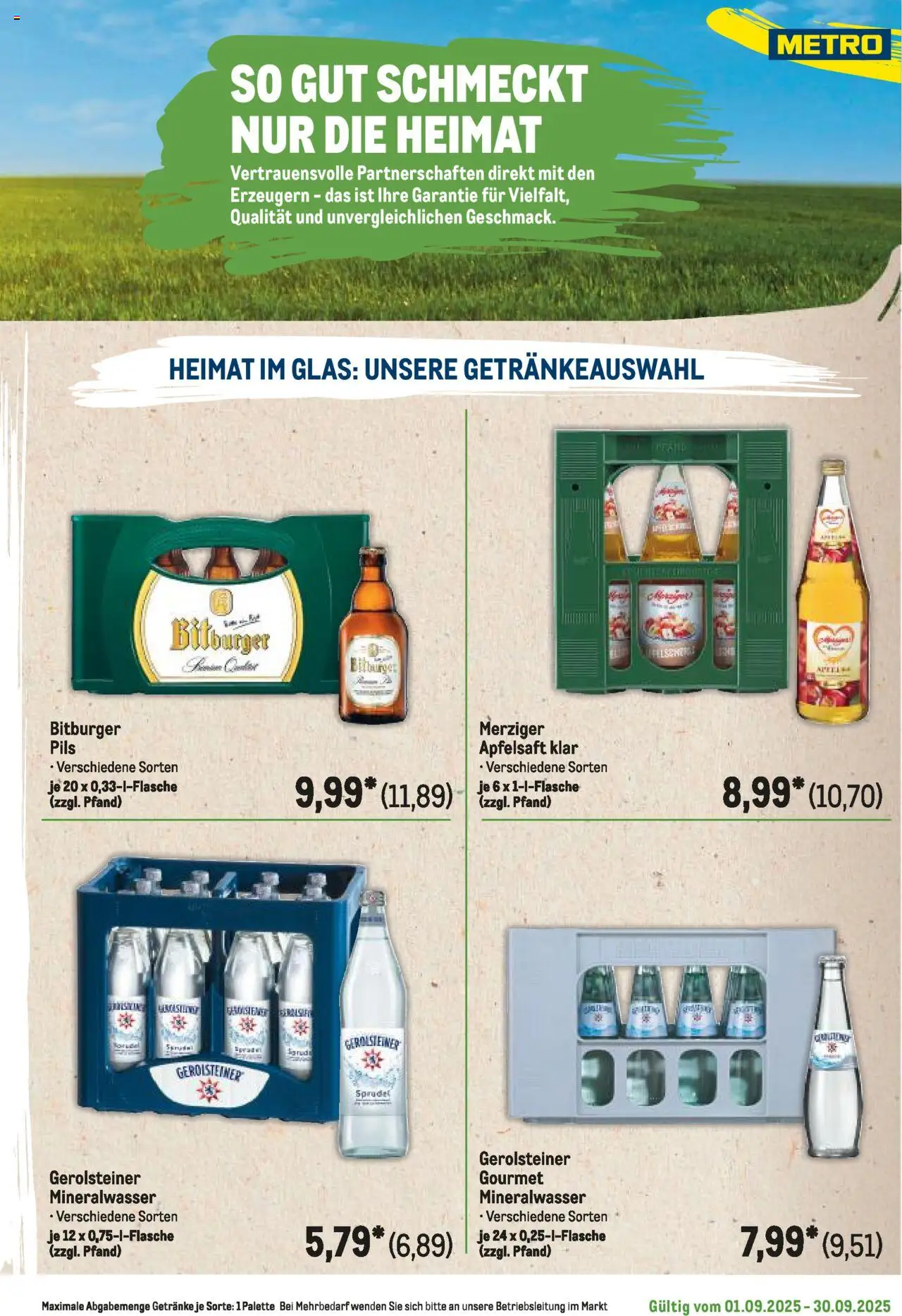 Metro Regionaler Flyer – gültig ab 01.09.2025 | Seite: 7 | Produkte: Bitburger, Pils, Mineralwasser, Gerolsteiner