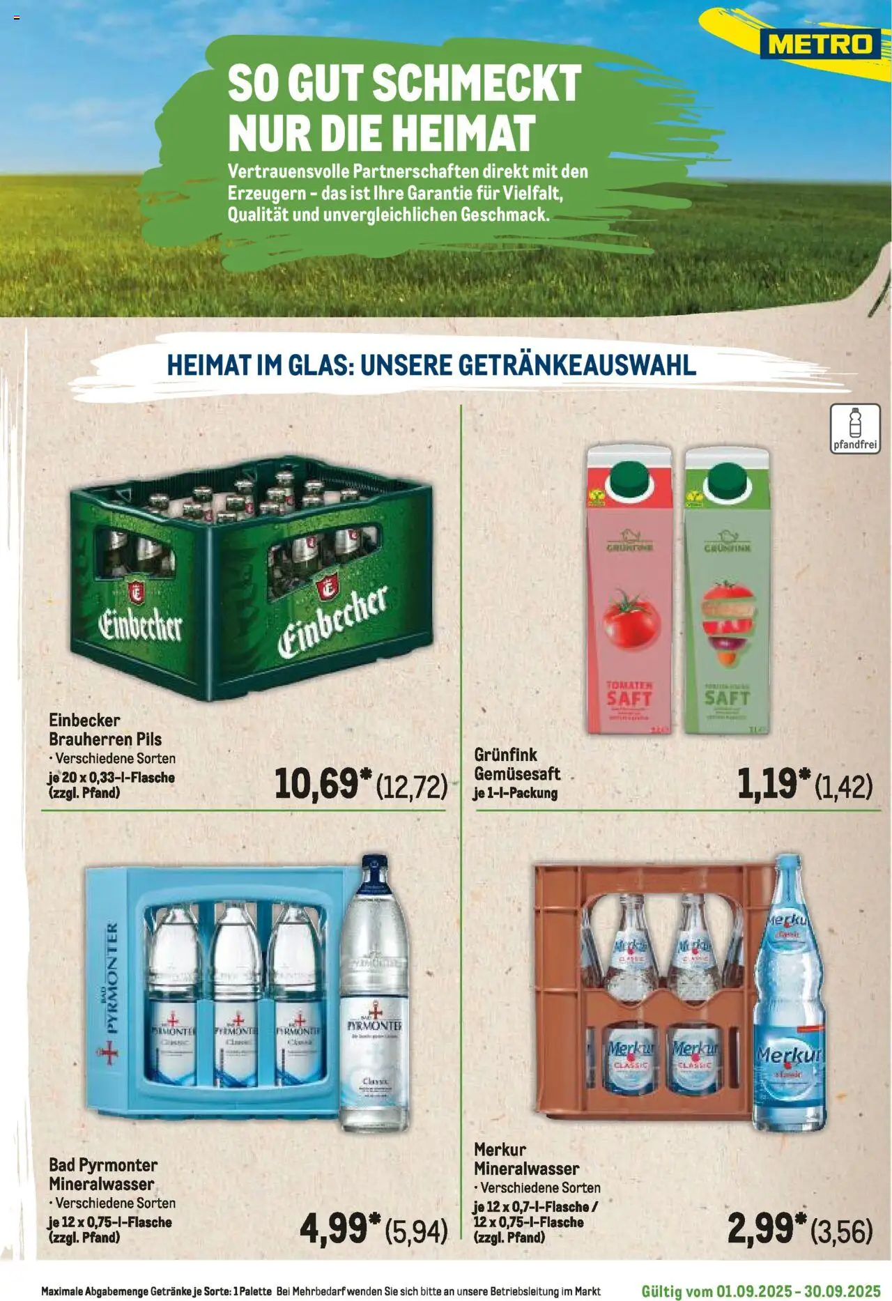Metro Regionaler Flyer – gültig ab 01.09.2025 | Seite: 11 | Produkte: Bad, Pils, Tomaten, Saft