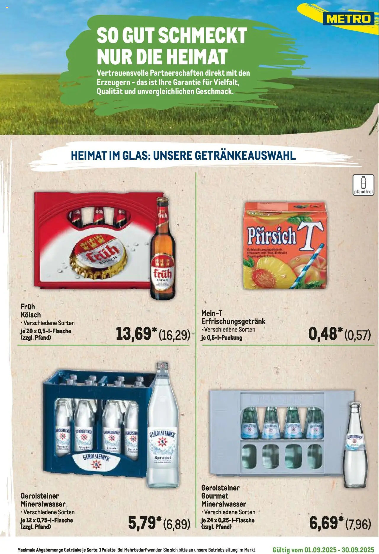 Metro Regionaler Flyer – gültig ab 01.09.2025 | Seite: 23 | Produkte: Mineralwasser, Pfirsich, Gerolsteiner