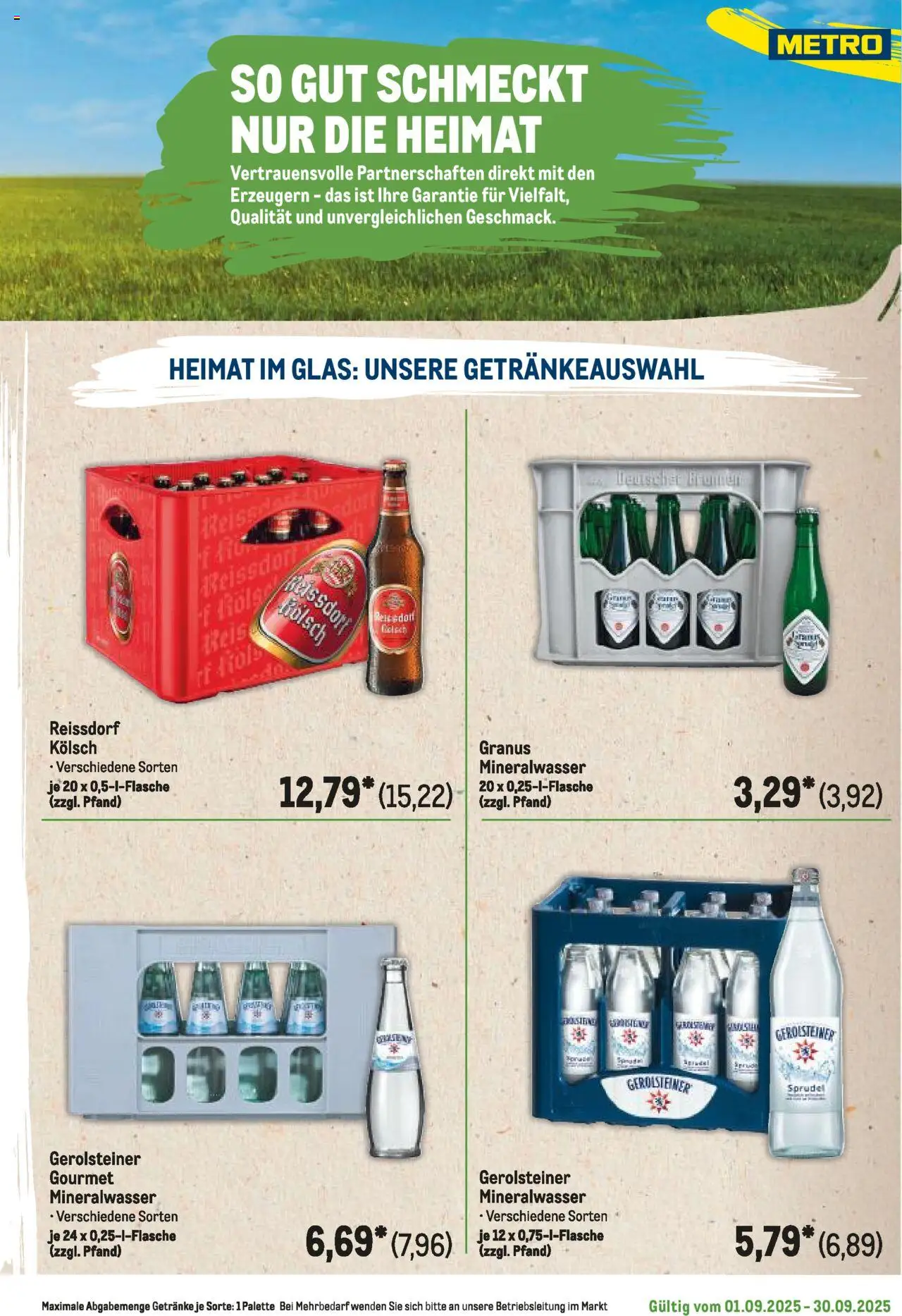 Metro Regionaler Flyer – gültig ab 01.09.2025 | Seite: 25 | Produkte: Mineralwasser, Reis, Gerolsteiner