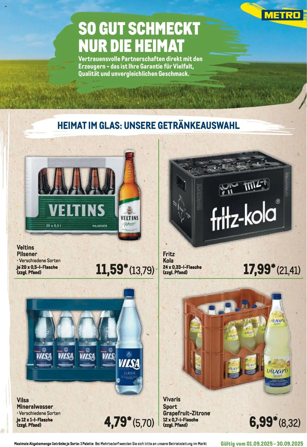 Metro Regionaler Flyer – gültig ab 01.09.2025 | Seite: 33 | Produkte: Mineralwasser, Veltins