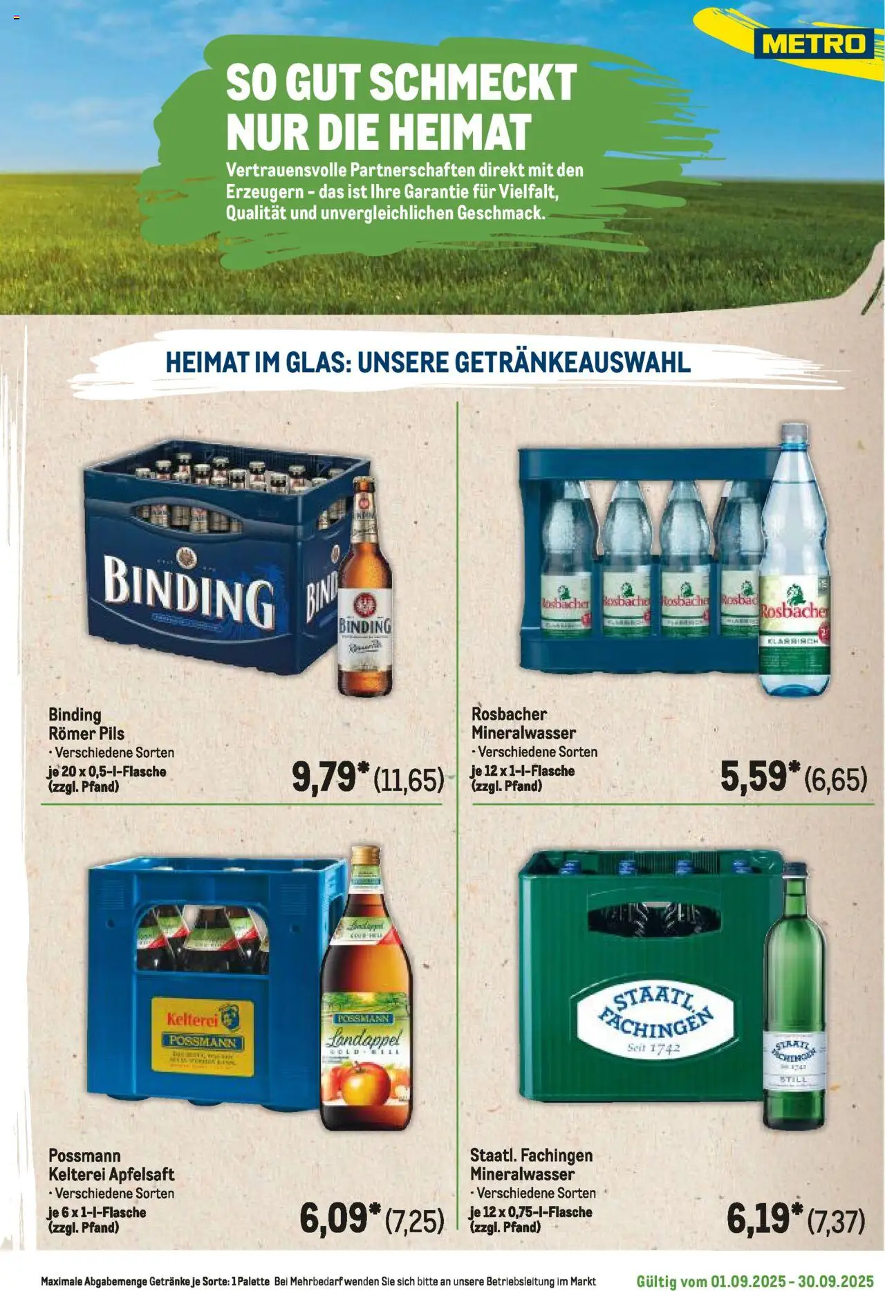 Metro Regionaler Flyer – gültig ab 01.09.2025 | Seite: 53 | Produkte: Pils, Apfelsaft, Mineralwasser