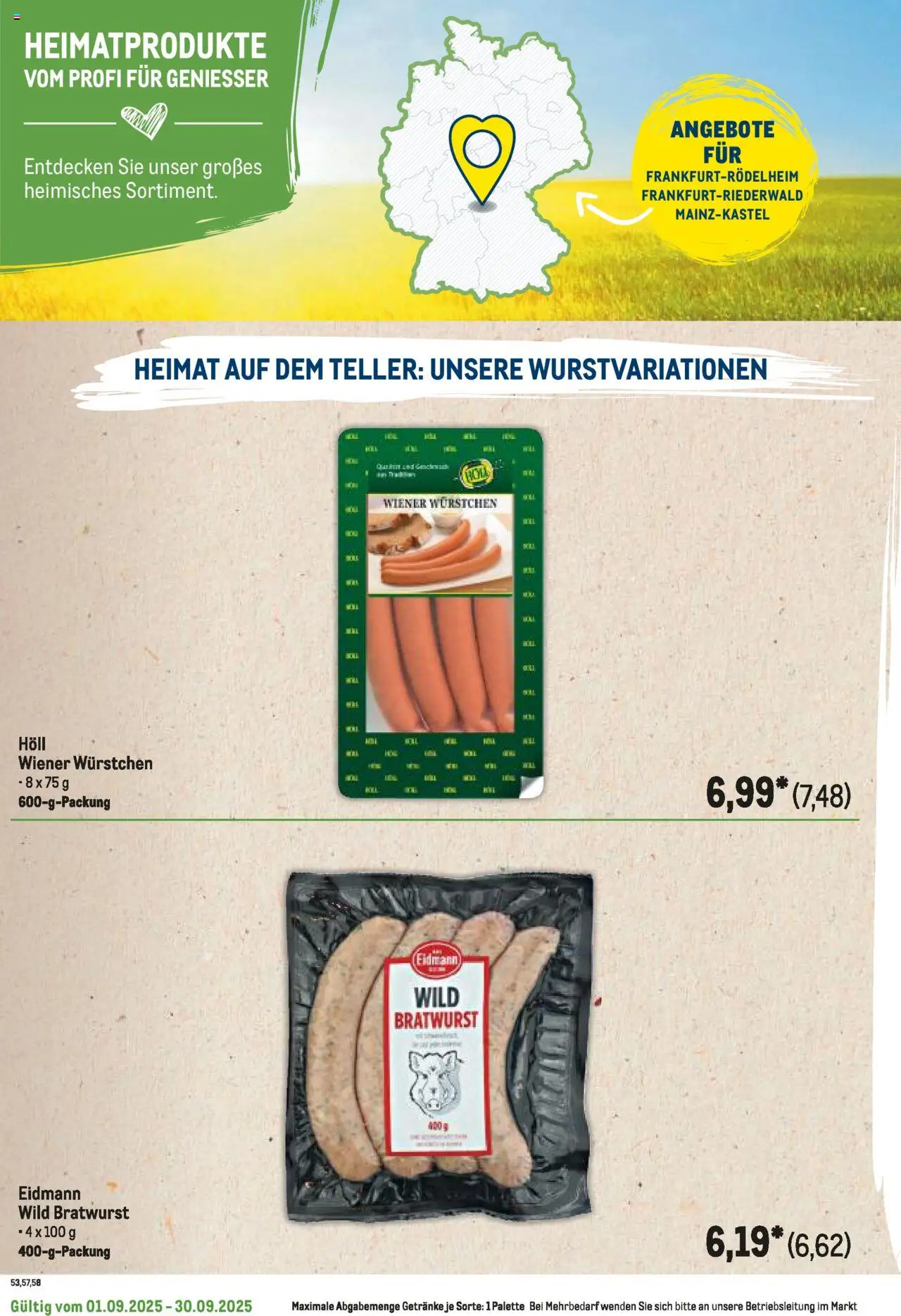 Metro Regionaler Flyer – gültig ab 01.09.2025 | Seite: 52 | Produkte: Wiener wurstchen, Bratwurst