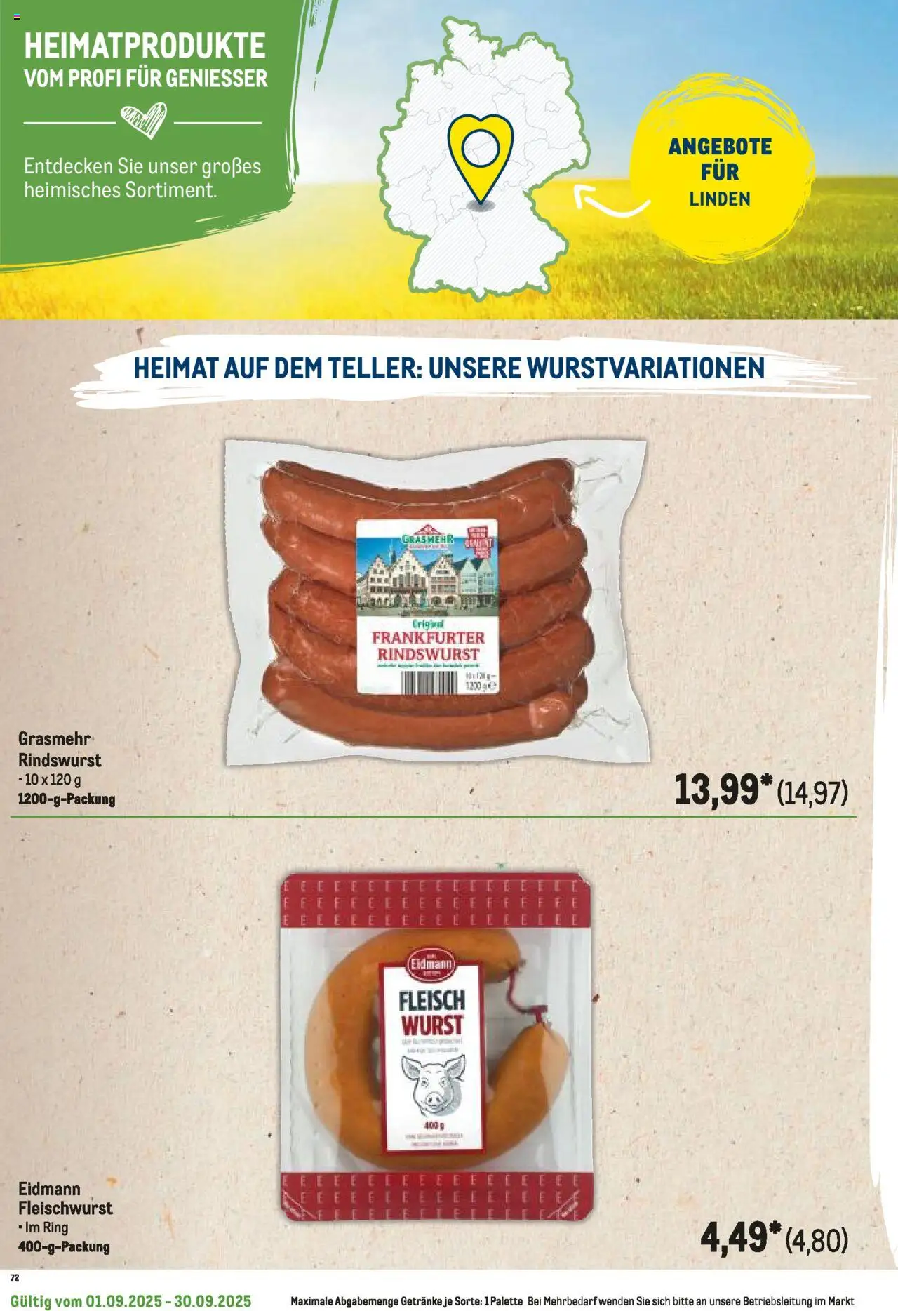 Metro Regionaler Flyer – gültig ab 01.09.2025 | Seite: 54 | Produkte: Wurst, Fleisch
