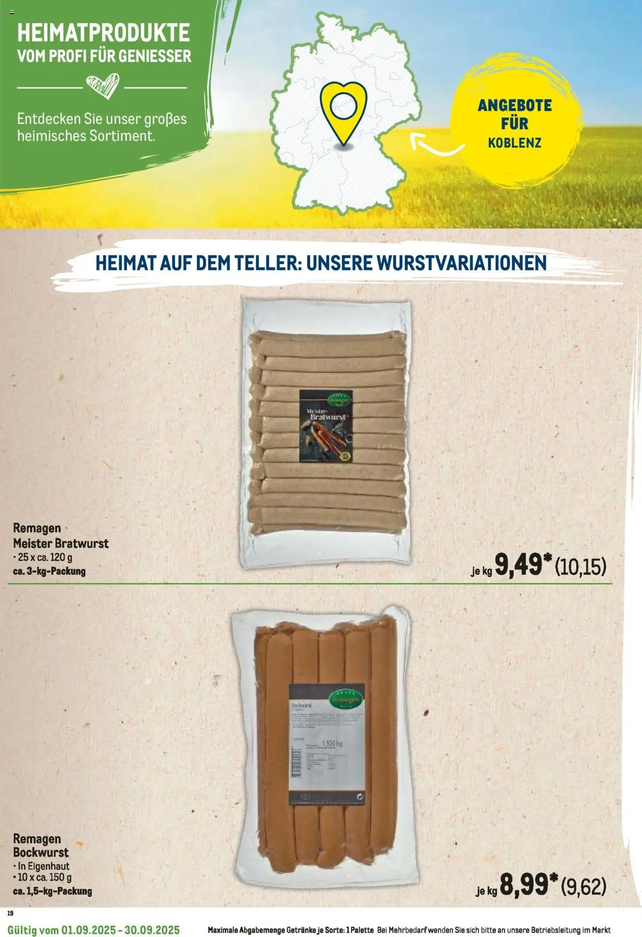 Metro Regionaler Flyer – gültig ab 01.09.2025 | Seite: 72 | Produkte: Bockwurst, Bratwurst