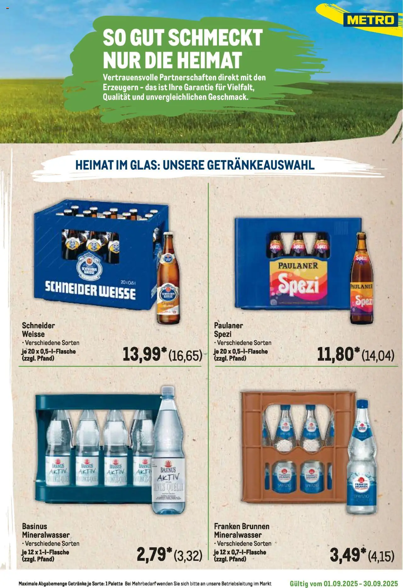 Metro Regionaler Flyer – gültig ab 01.09.2025 | Seite: 87 | Produkte: Mineralwasser, Paulaner