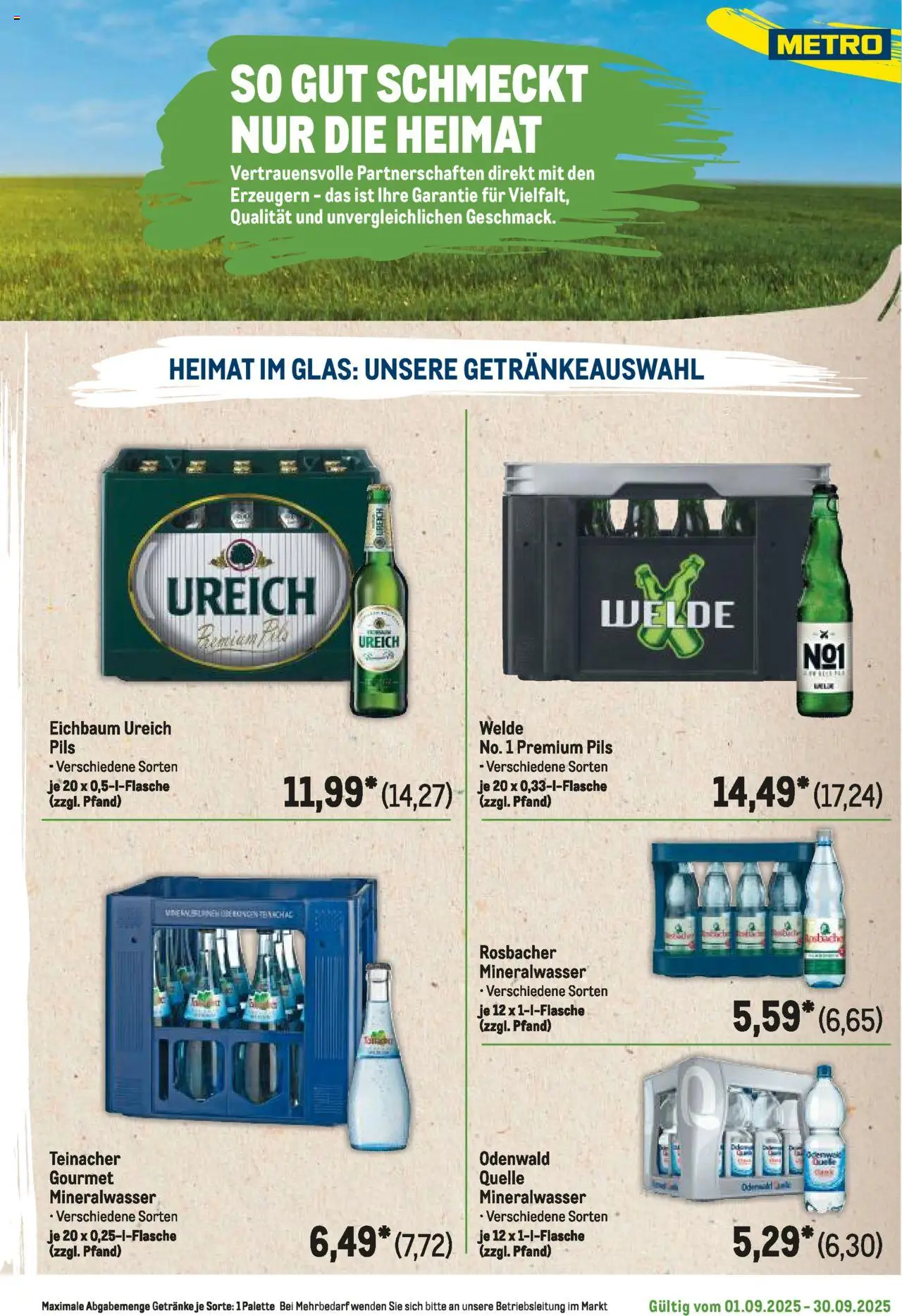 Metro Regionaler Flyer – gültig ab 01.09.2025 | Seite: 95 | Produkte: Pils, Mineralwasser
