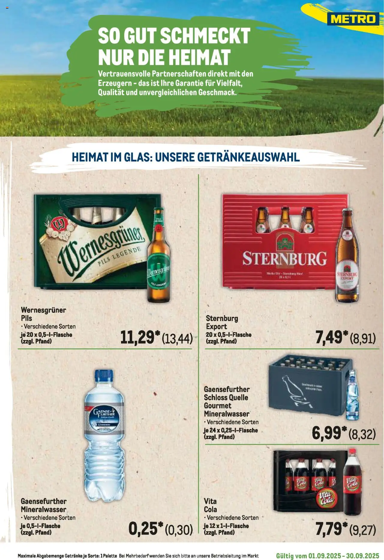 Metro Regionaler Flyer – gültig ab 01.09.2025 | Seite: 97 | Produkte: Cola, Pils, Wernesgruner, Mineralwasser