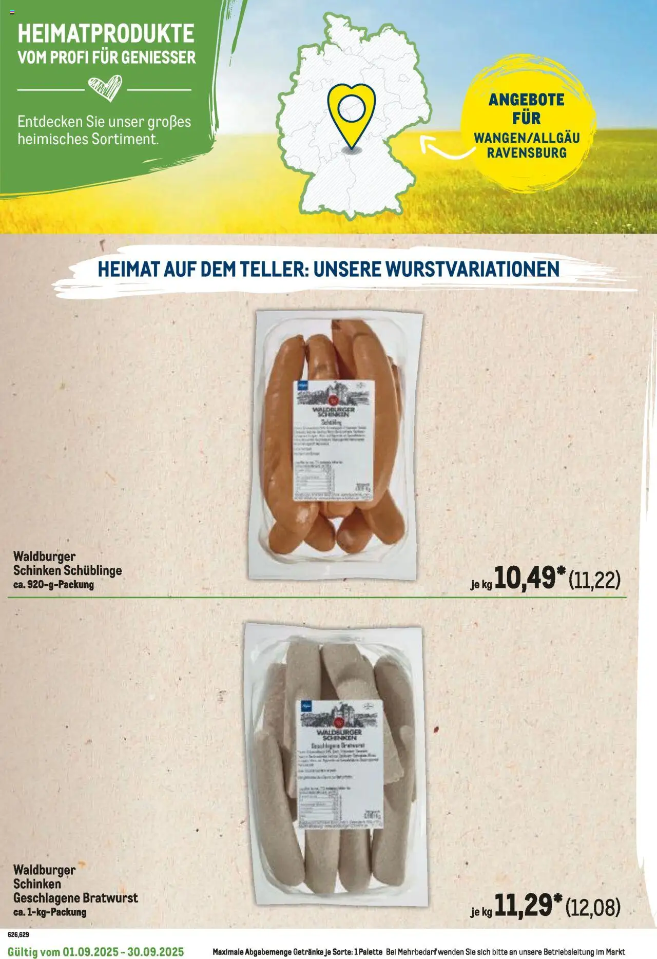 Metro Regionaler Flyer – gültig ab 01.09.2025 | Seite: 104 | Produkte: Bratwurst, Schinken