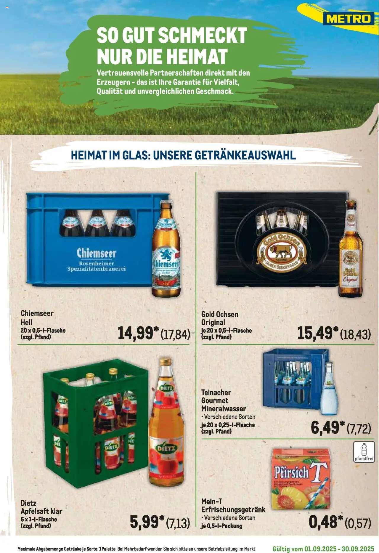 Metro Regionaler Flyer – gültig ab 01.09.2025 | Seite: 119 | Produkte: Apfelsaft, Mineralwasser, Pfirsich