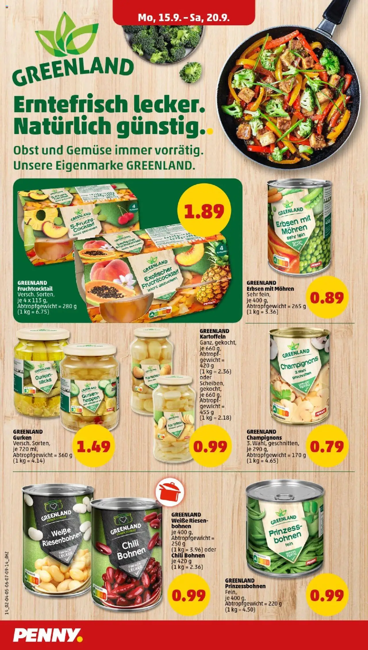 Penny - Nordrhein - Westfalen – gültig ab 15.09.2025 | Seite: 14 | Produkte: Gewicht, Champignons, Kartoffeln, Gemüse