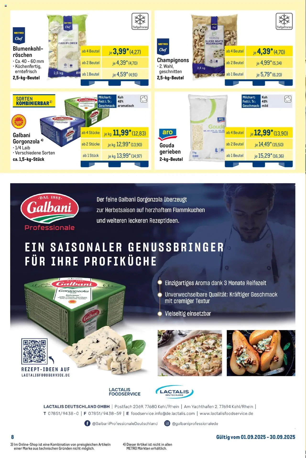 Metro Monats-Menü – gültig ab 01.09.2025 | Seite: 8 | Produkte: Gouda, Champignons, Blumenkohl